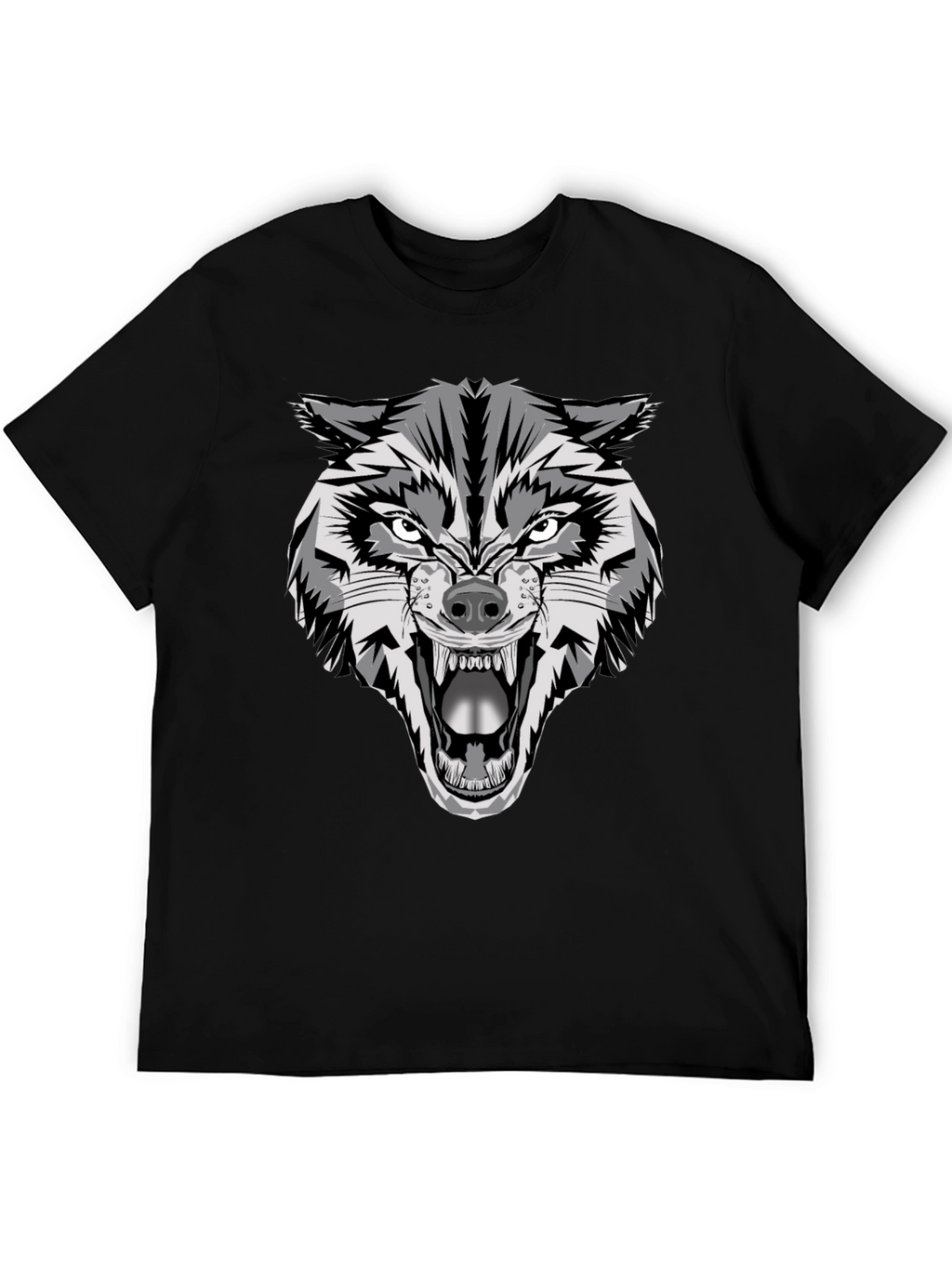 Fierce Wolf Graphic Tee - Mens Black T-Shirt