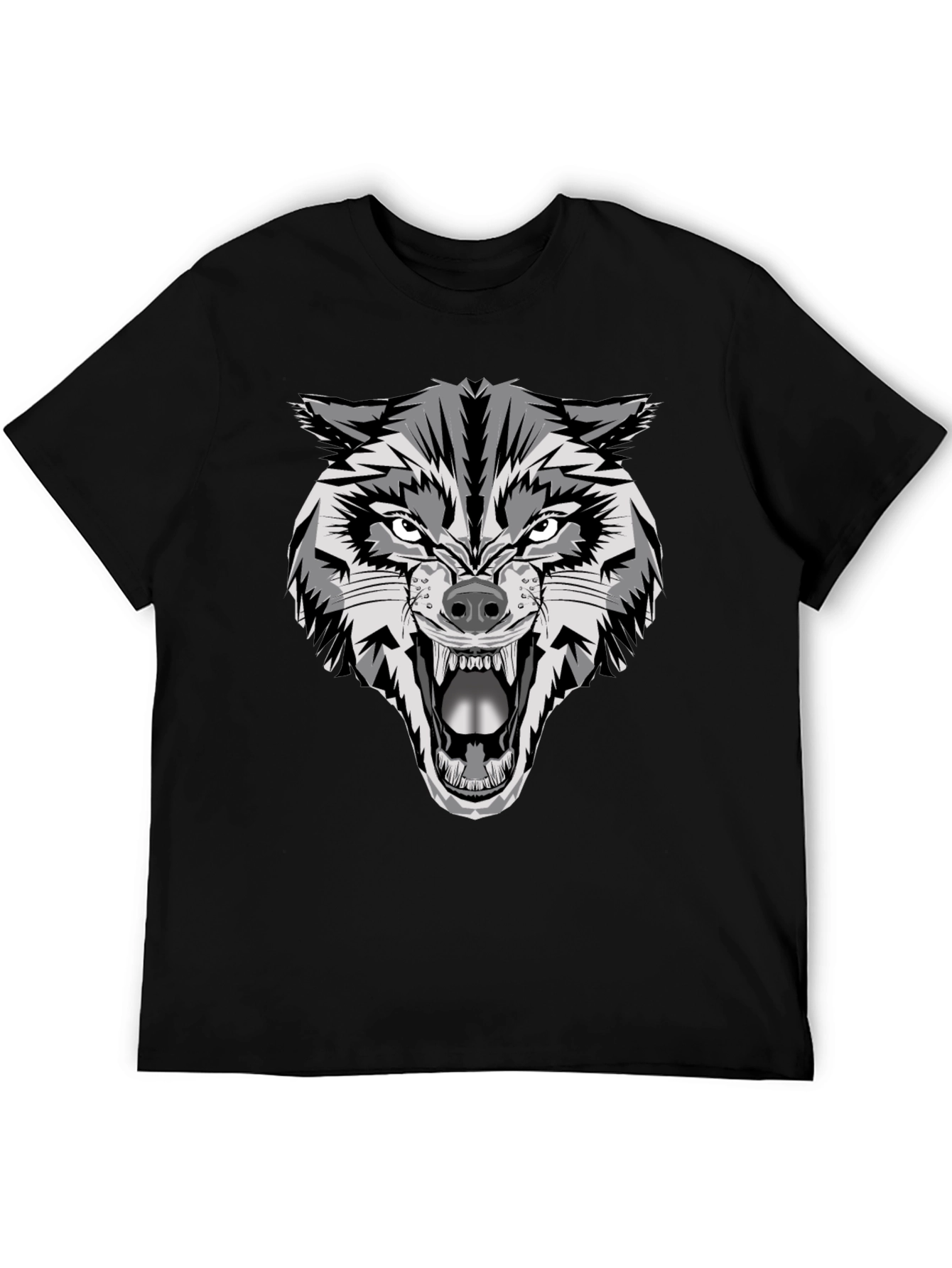 Fierce Wolf Graphic Tee - Mens Black T-Shirt