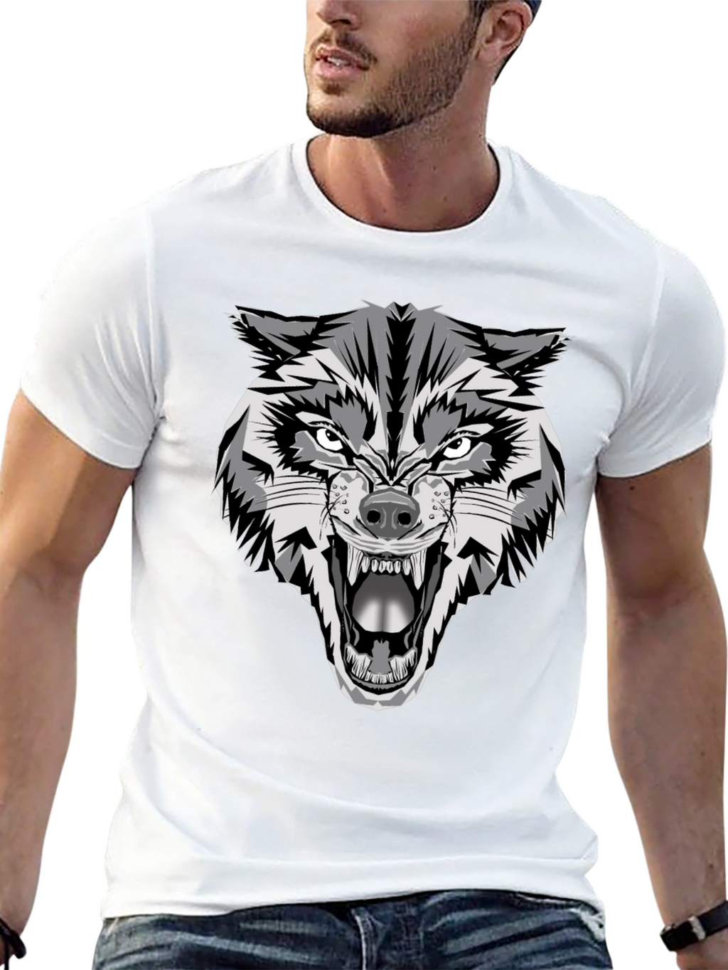 Fierce Wolf Graphic Tee - Mens Black T-Shirt