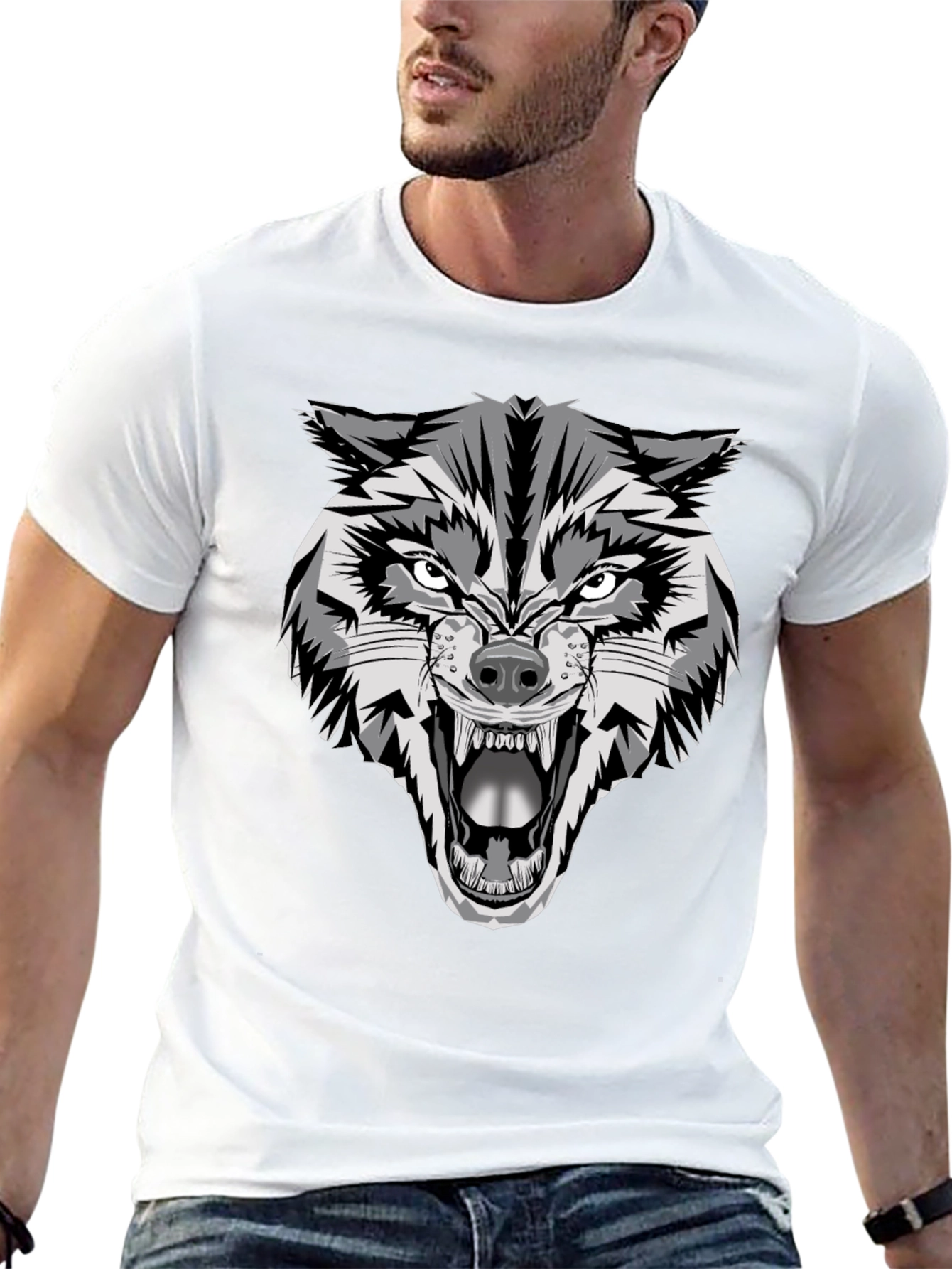 Fierce Wolf Graphic Tee - Mens Black T-Shirt