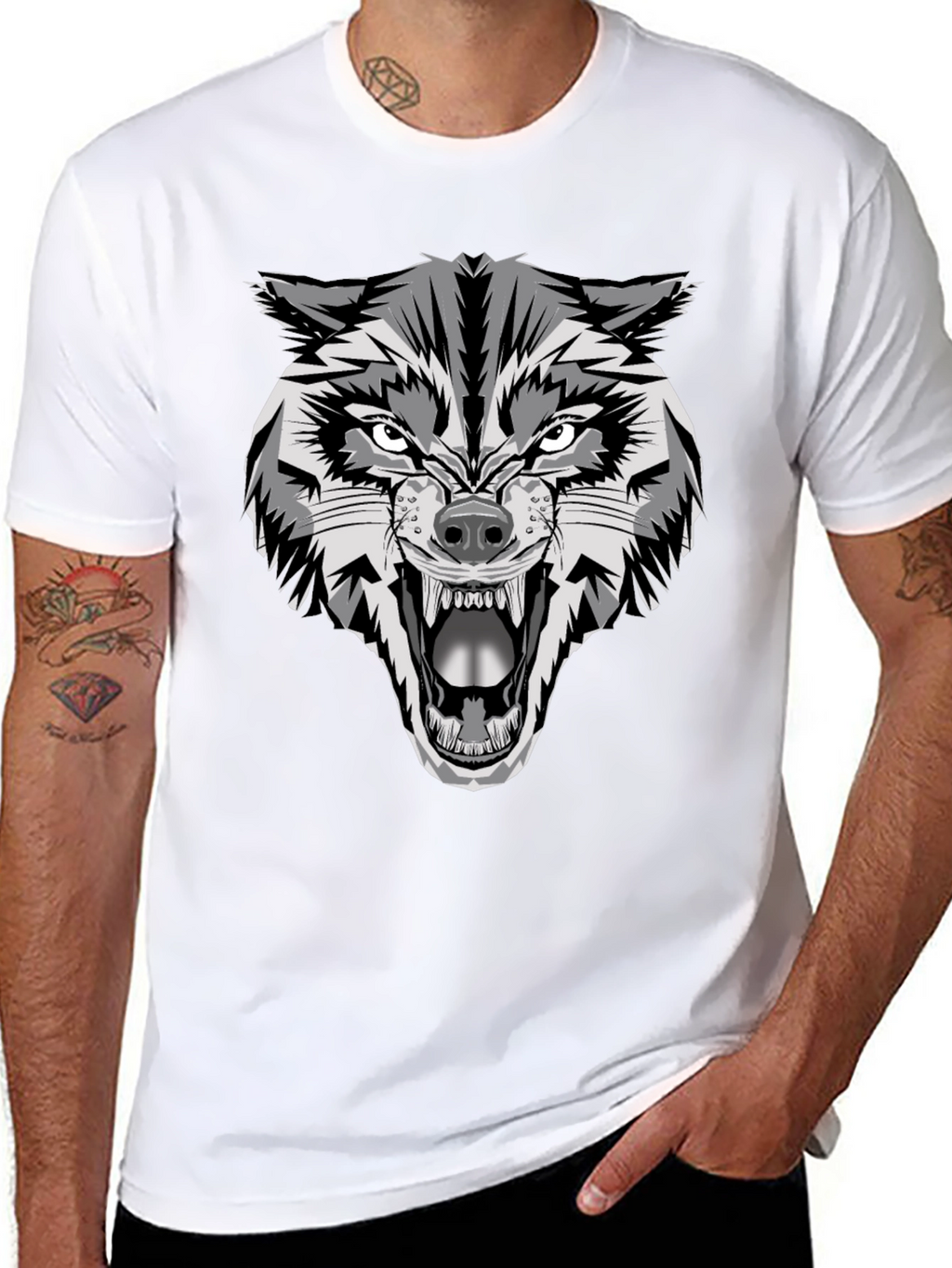 Fierce Wolf Graphic Tee - Mens Black T-Shirt