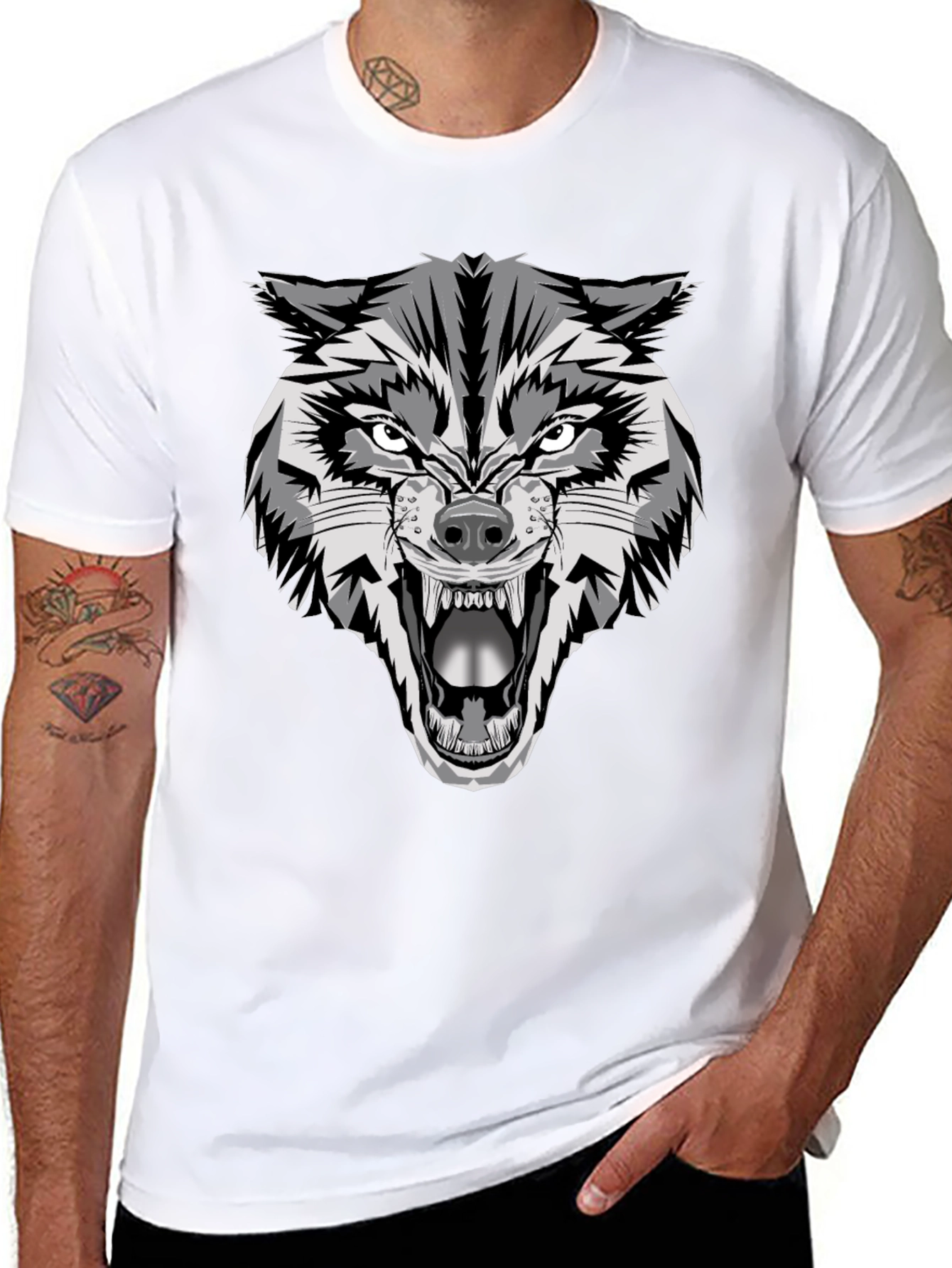 Fierce Wolf Graphic Tee - Mens Black T-Shirt