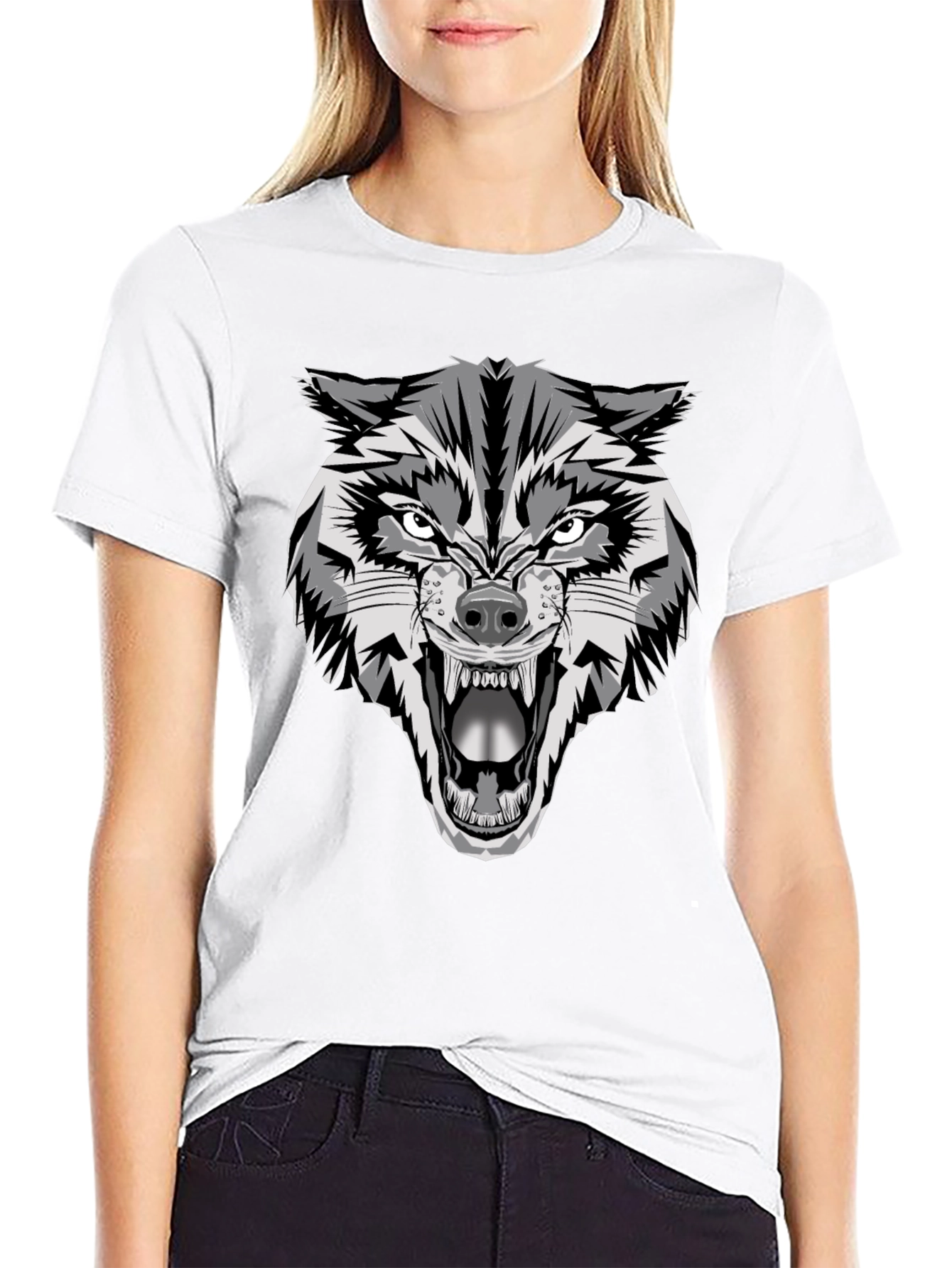 Fierce Wolf Graphic Tee - Mens Black T-Shirt