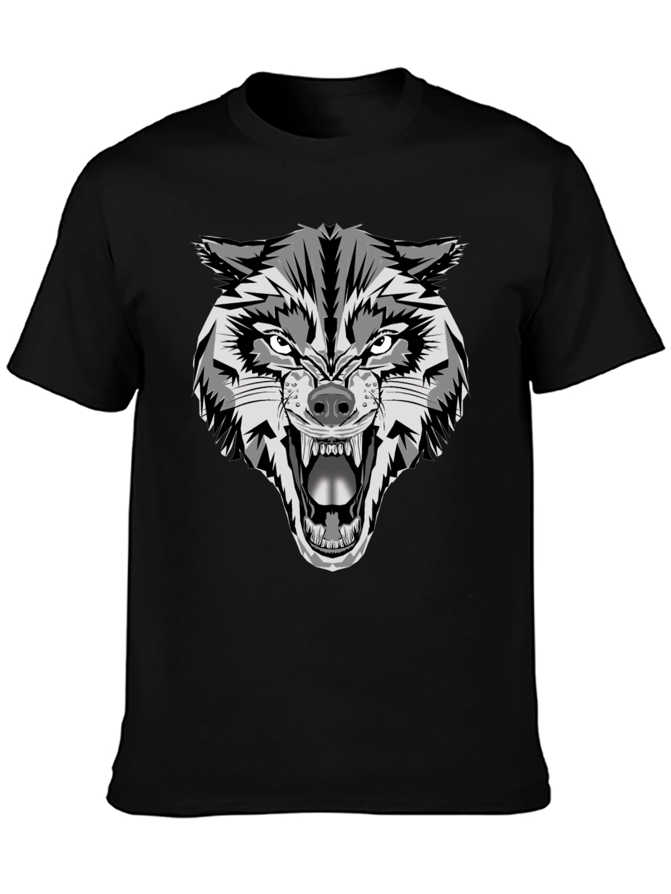 Fierce Wolf Graphic Tee - Mens Black T-Shirt