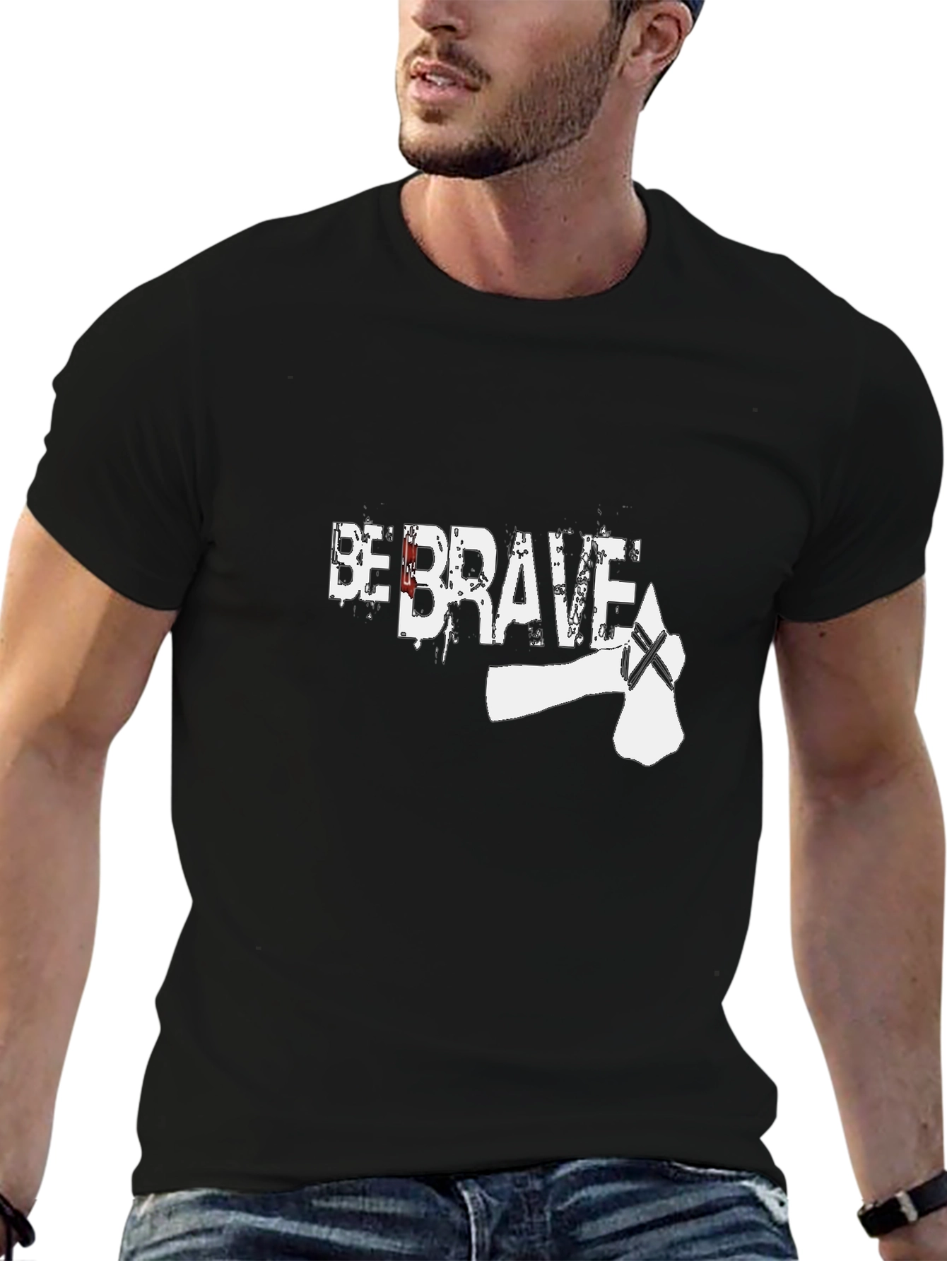 Be Brave Axe T-Shirt - Mens Black Graphic Tee