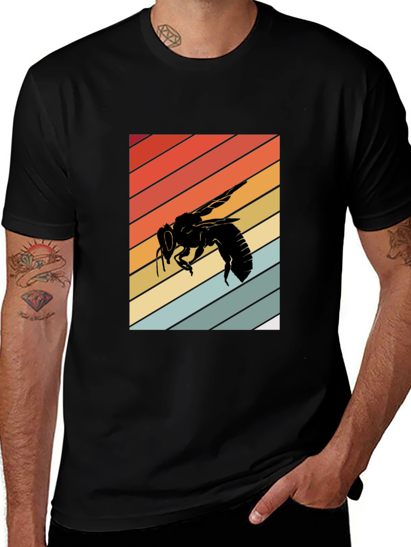 Retro Bee Graphic Tee - Black