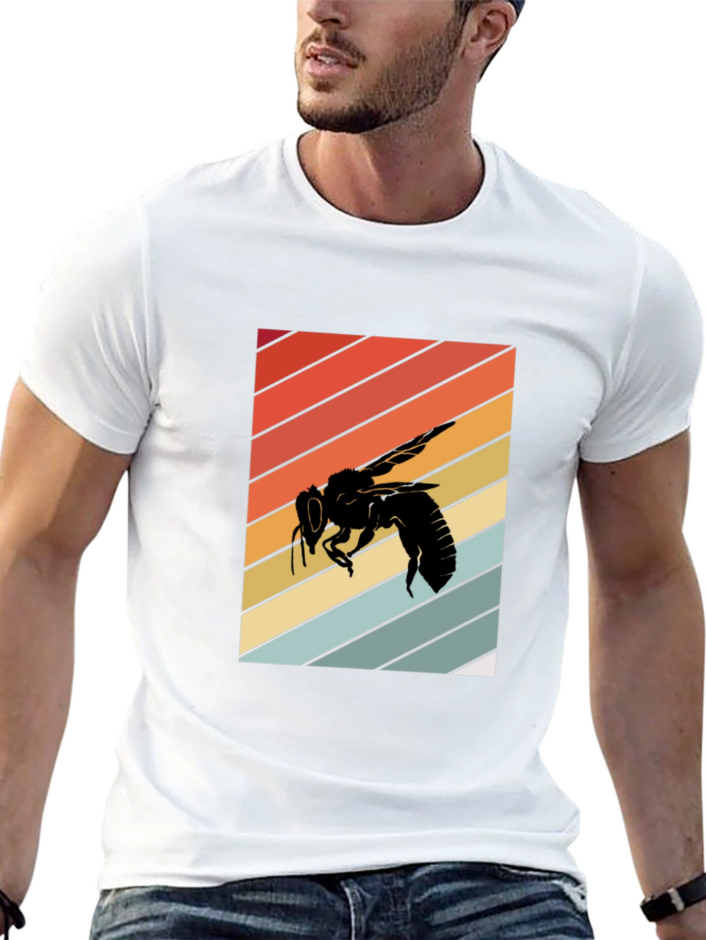 Retro Bee Graphic Tee - Black