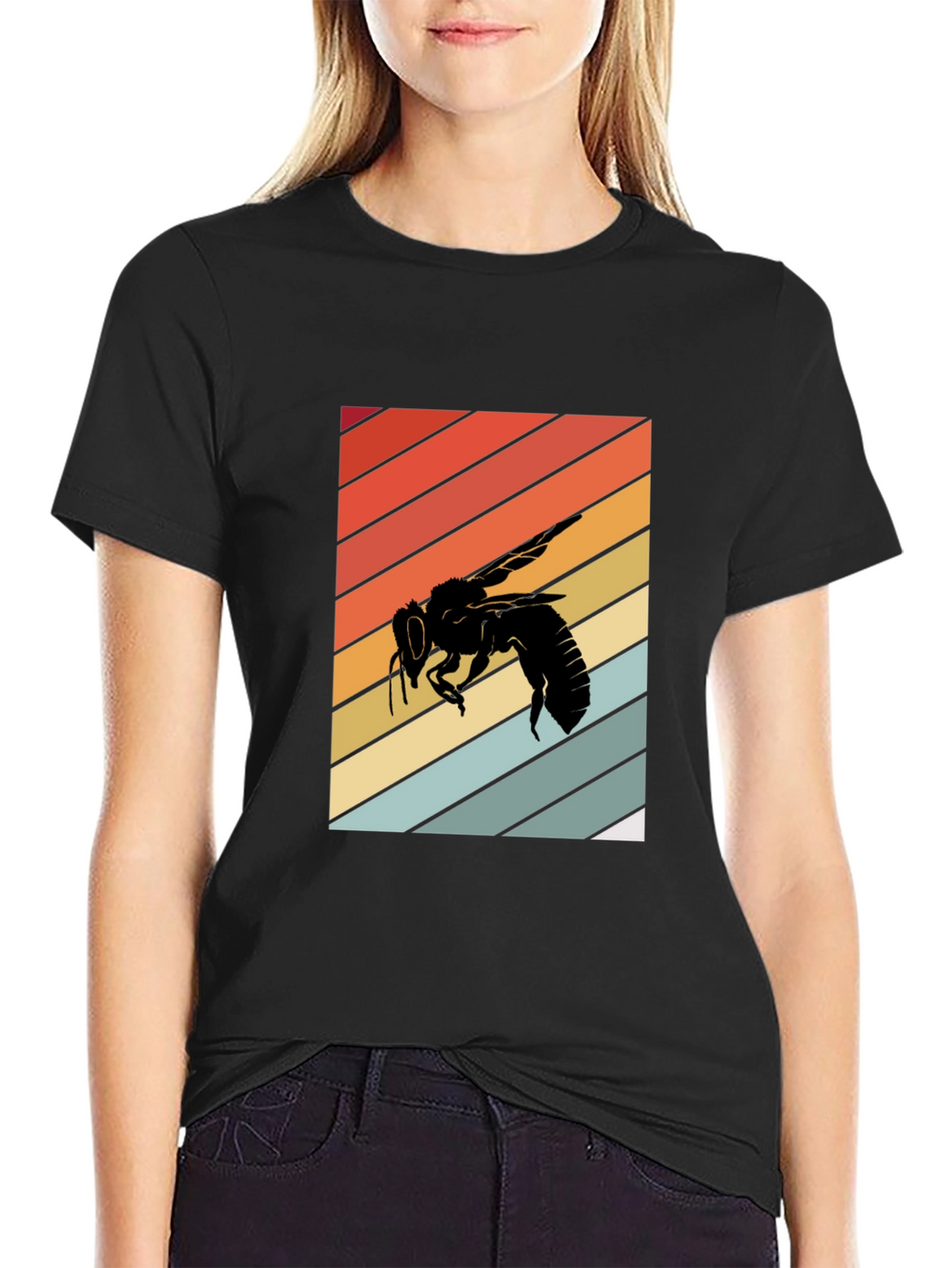 Retro Bee Graphic Tee - Black