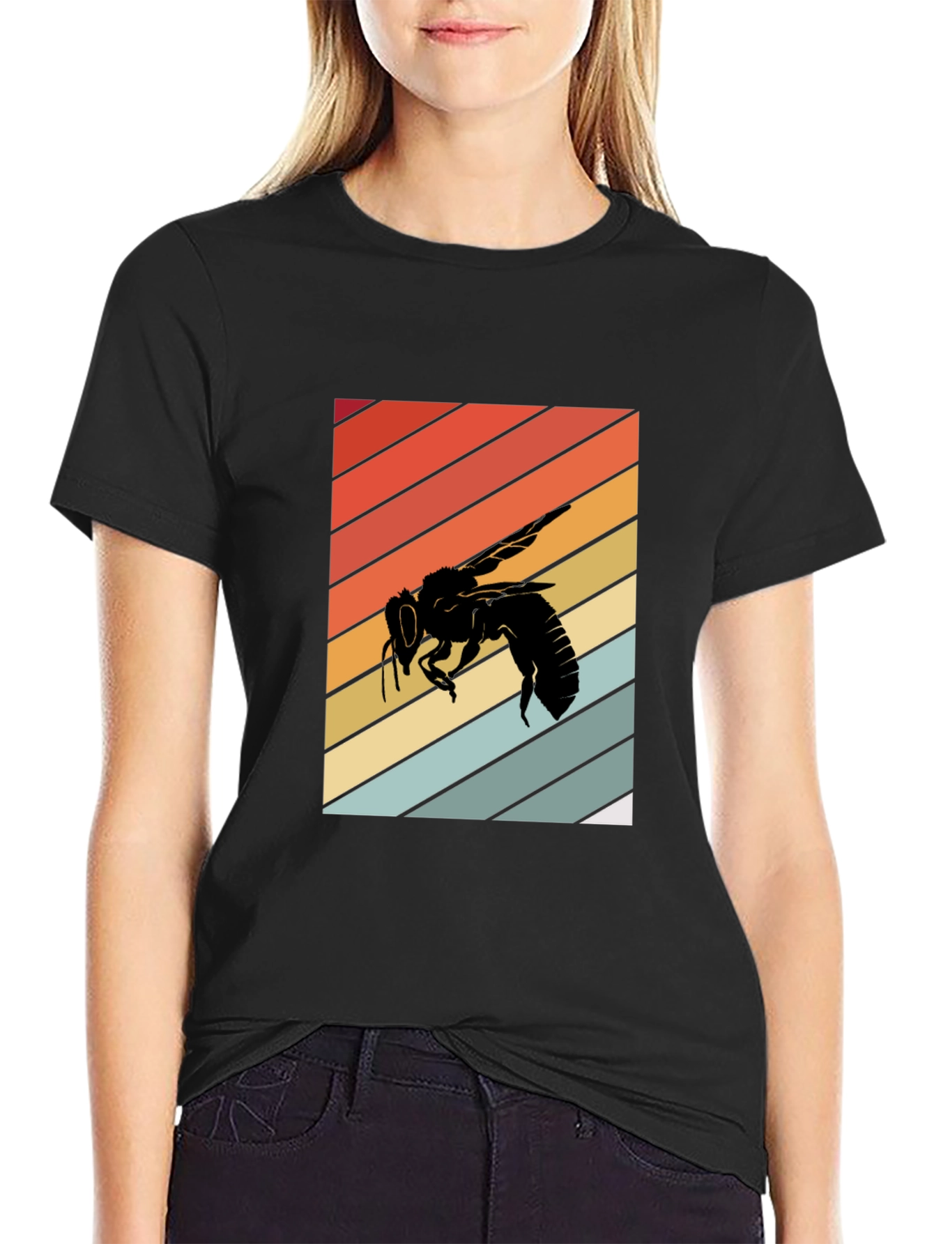 Retro Bee Graphic Tee - Black
