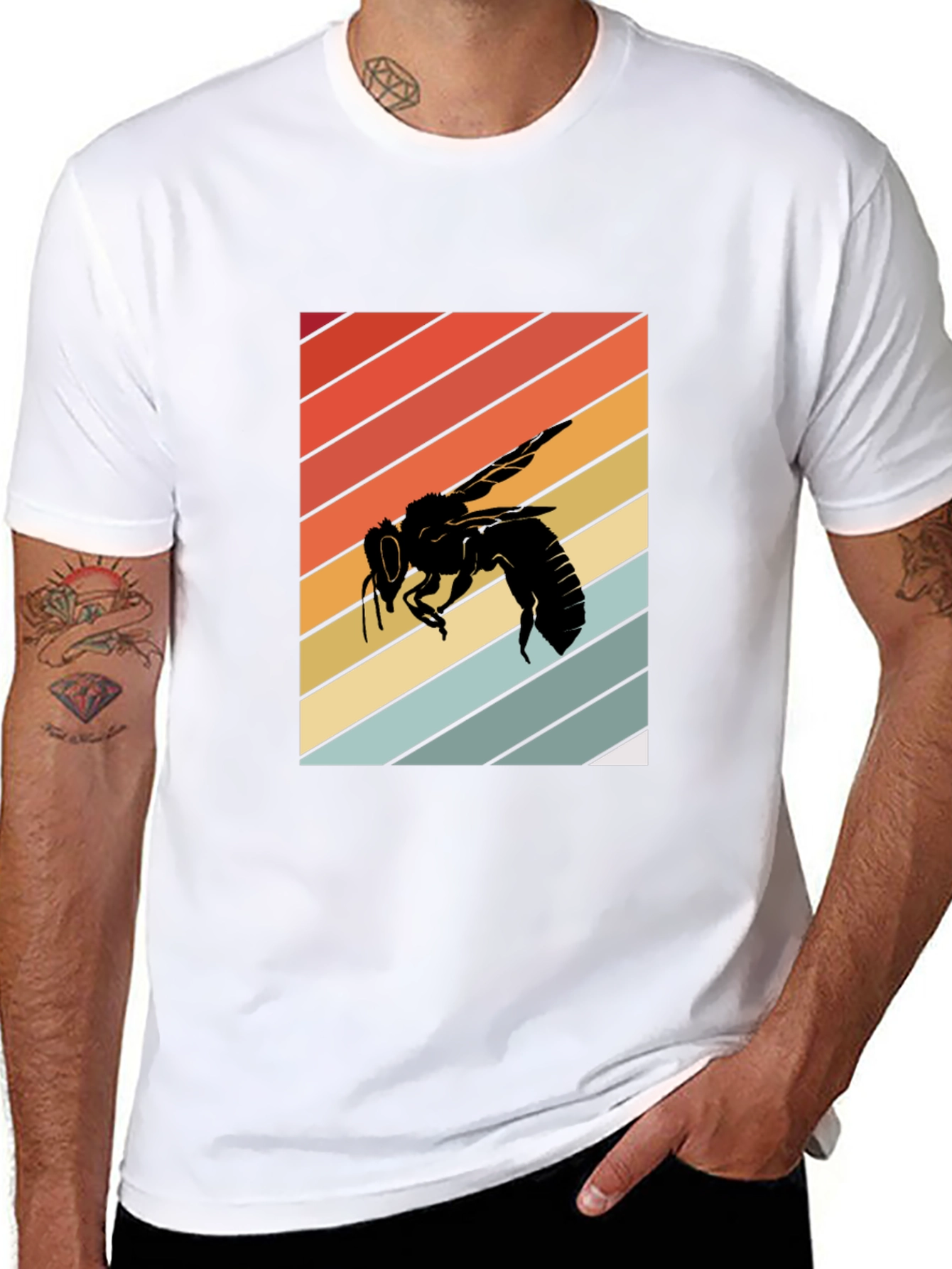 Retro Bee Graphic Tee - Black
