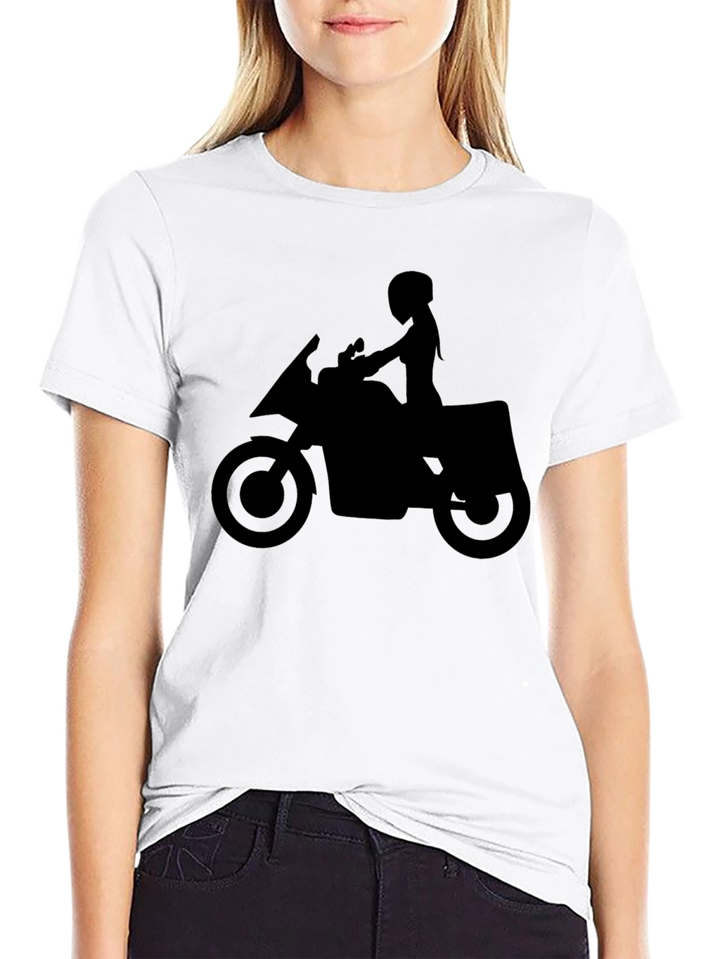 Motorcycle Silhouette Graphic Tee - Black