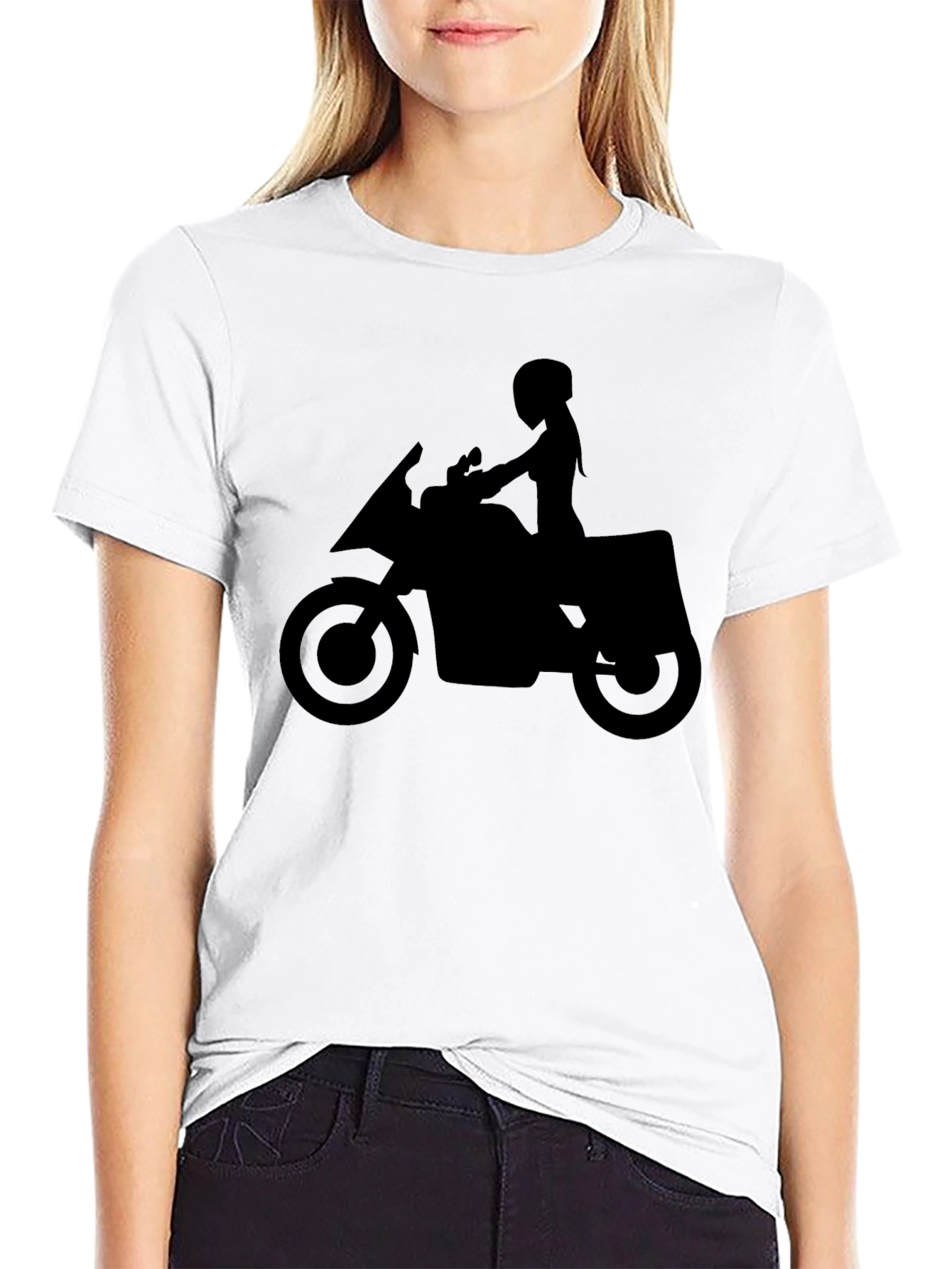 Motorcycle Silhouette Graphic Tee - Black