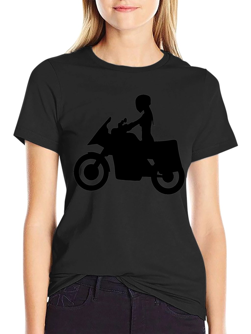 Motorcycle Silhouette Graphic Tee - Black