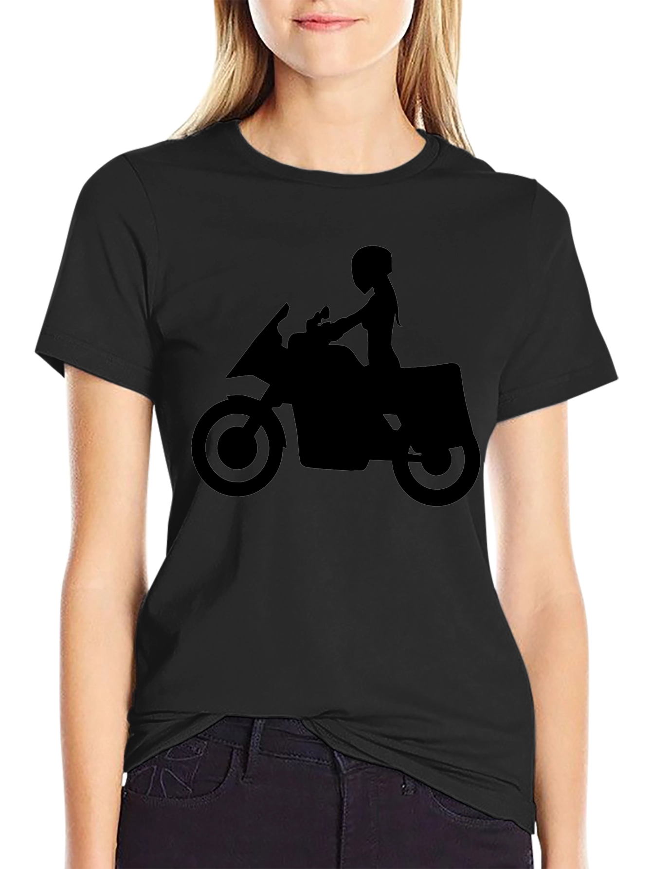 Motorcycle Silhouette Graphic Tee - Black