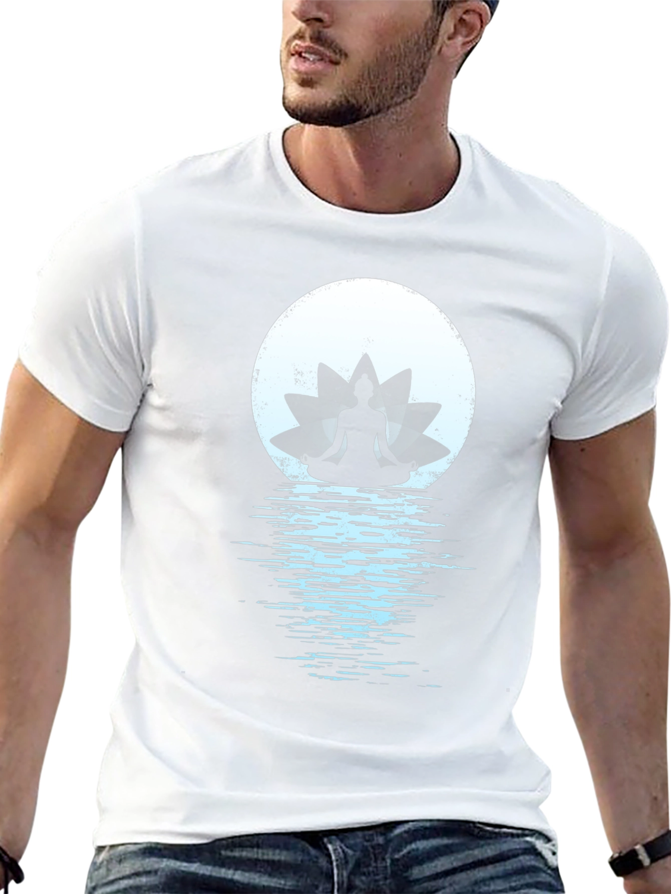 Zen Lotus Moon Meditation Graphic Tee