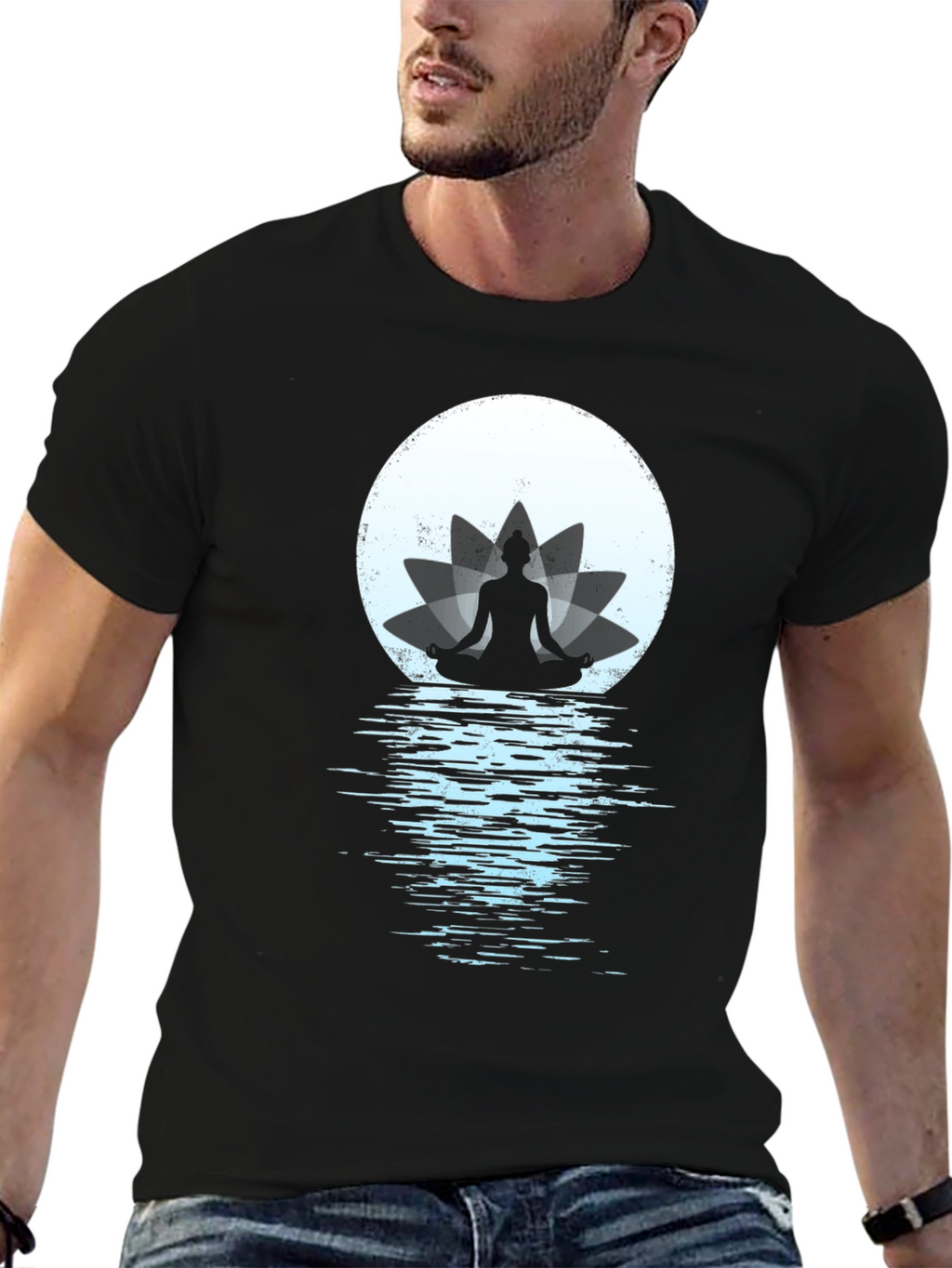 Zen Lotus Moon Meditation Graphic Tee