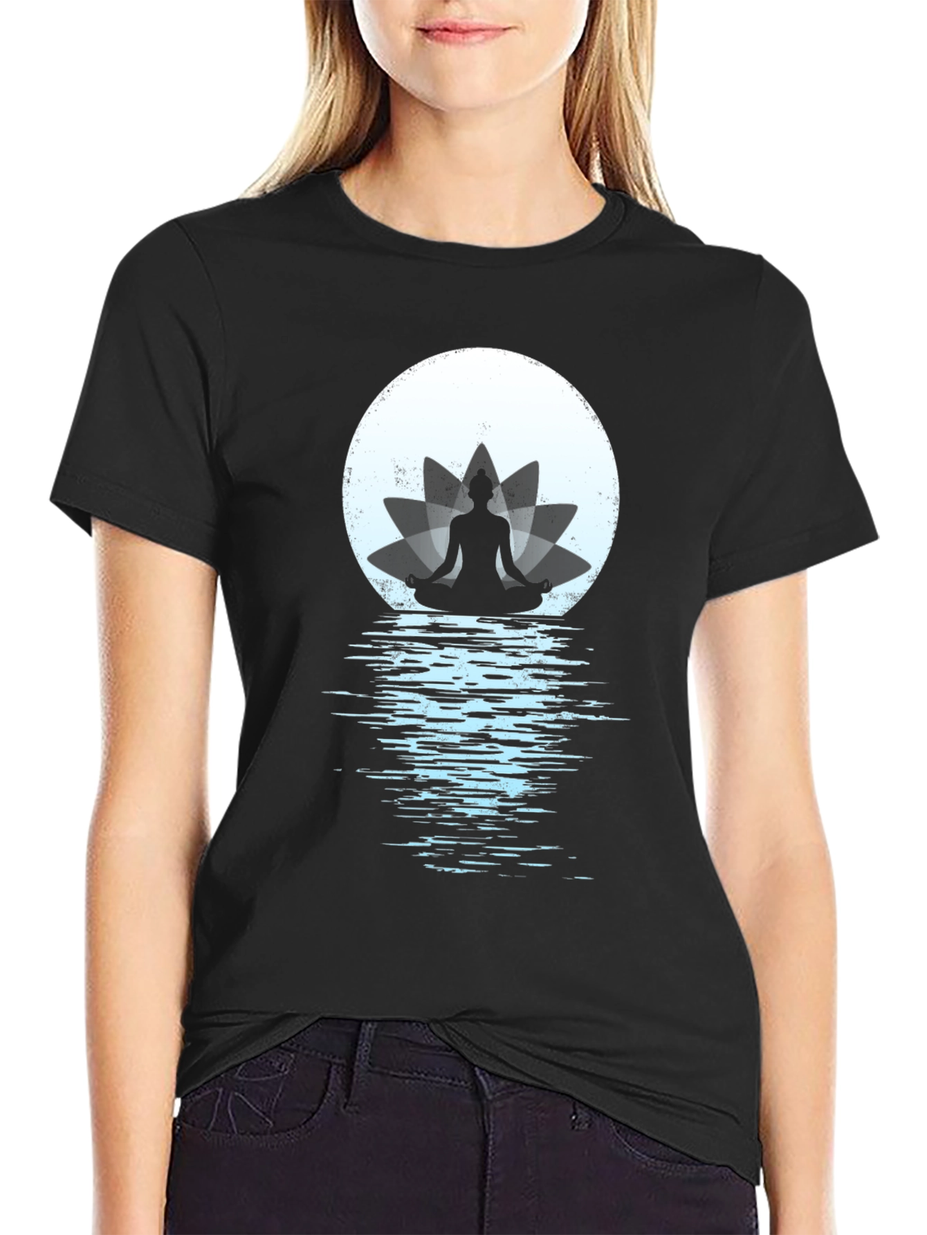 Zen Lotus Moon Meditation Graphic Tee