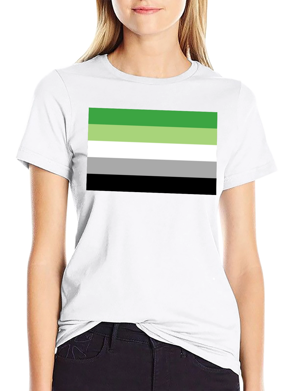 Aromantic Pride Flag T-Shirt - Black