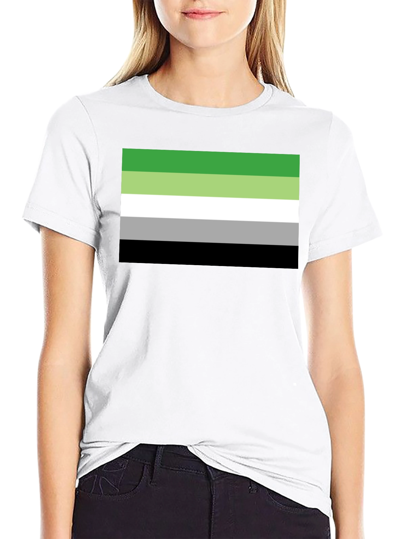 Aromantic Pride Flag T-Shirt - Black
