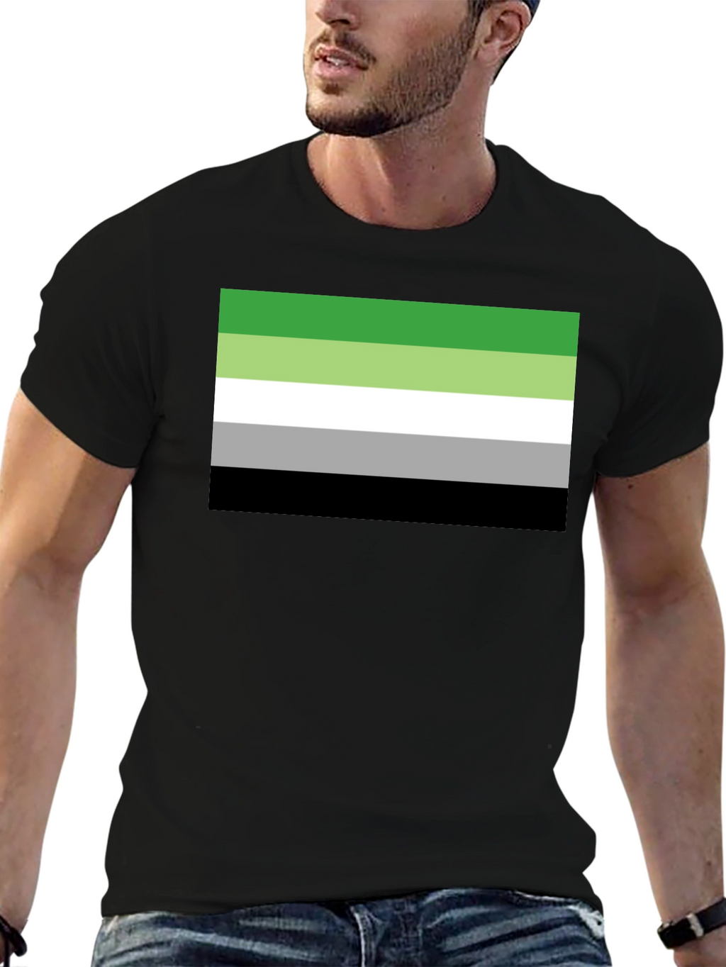 Aromantic Pride Flag T-Shirt - Black
