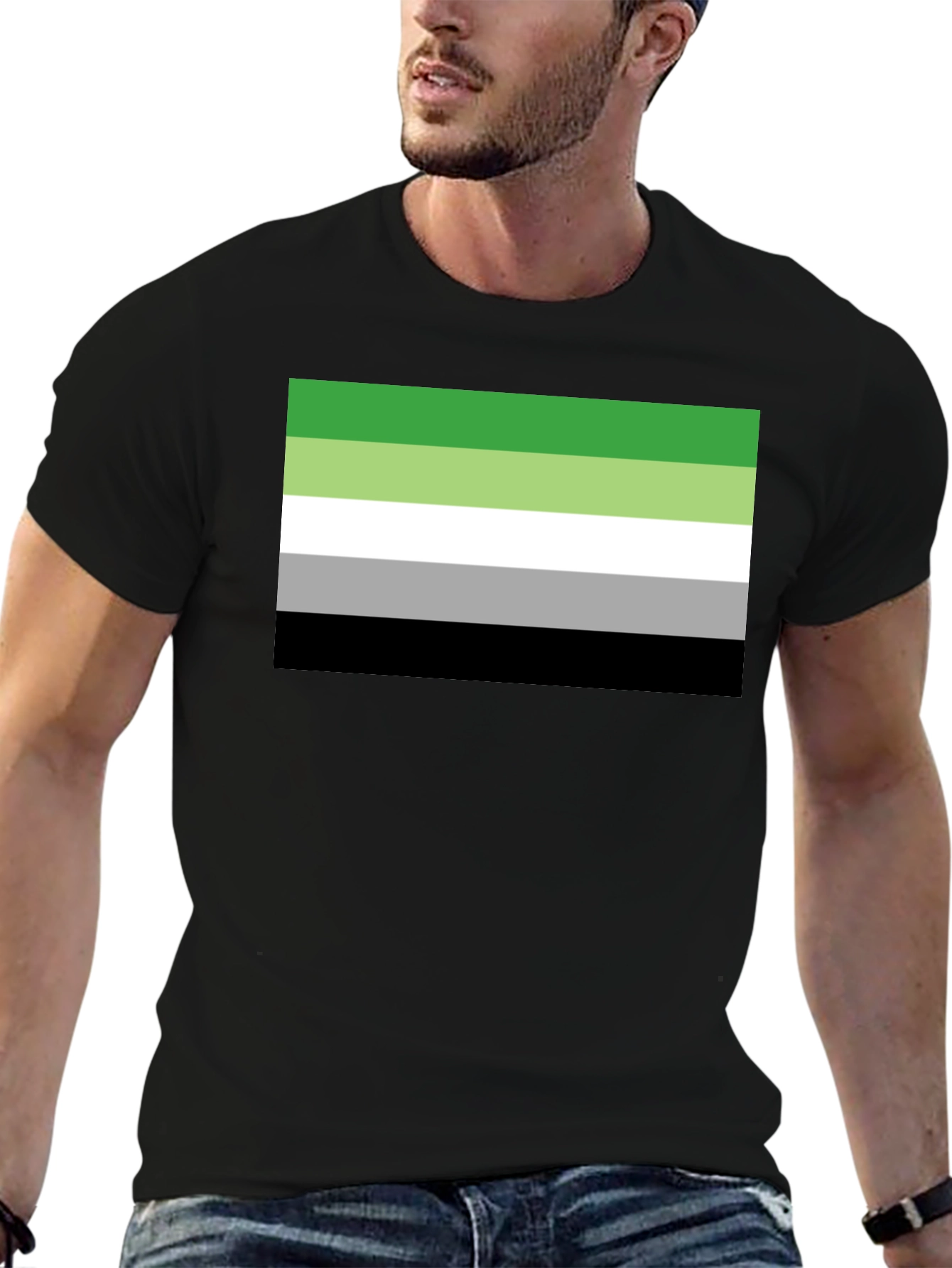 Aromantic Pride Flag T-Shirt - Black