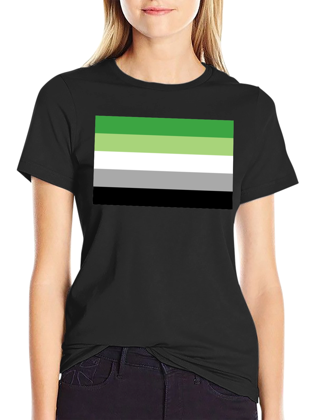 Aromantic Pride Flag T-Shirt - Black