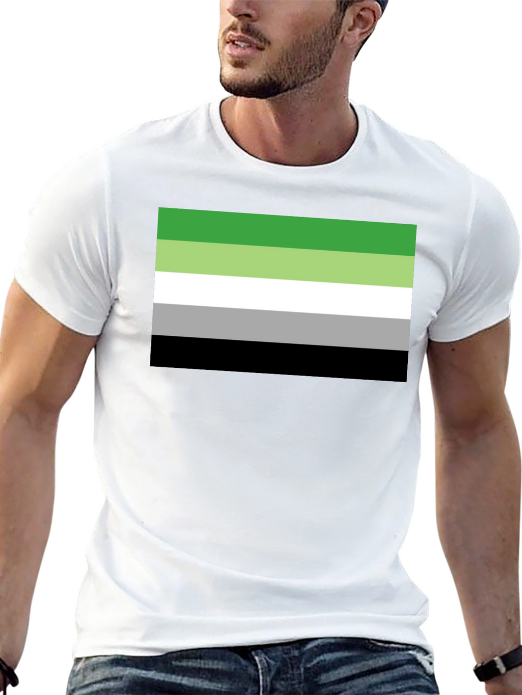 Aromantic Pride Flag T-Shirt - Black