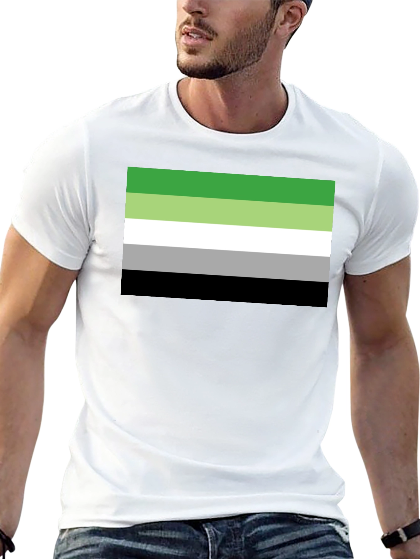 Aromantic Pride Flag T-Shirt - Black