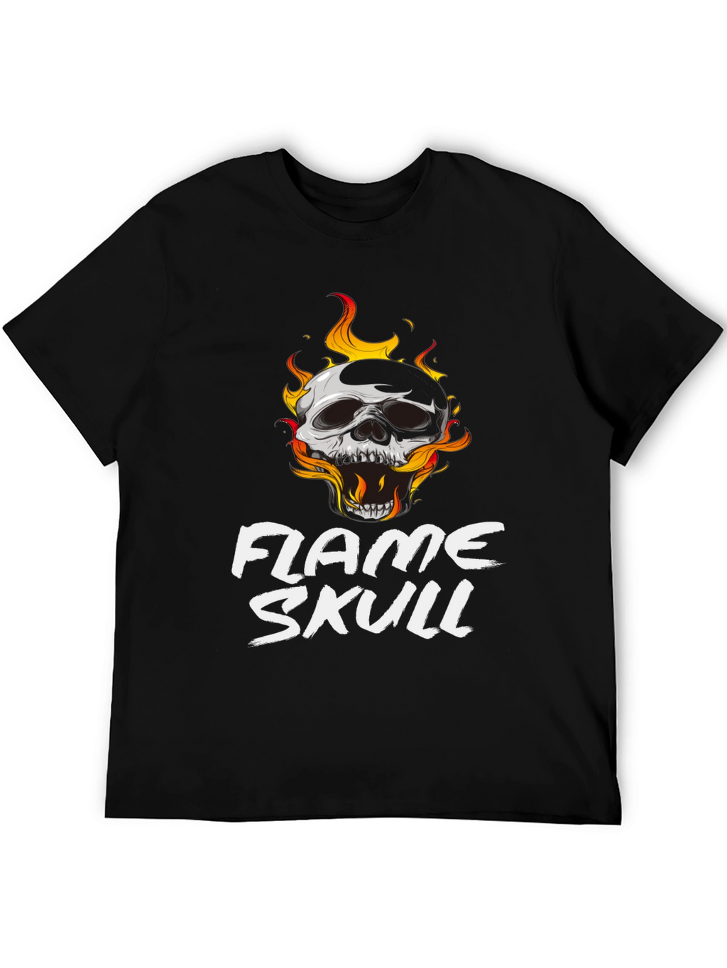 Flame Skull Graphic Black T-Shirt