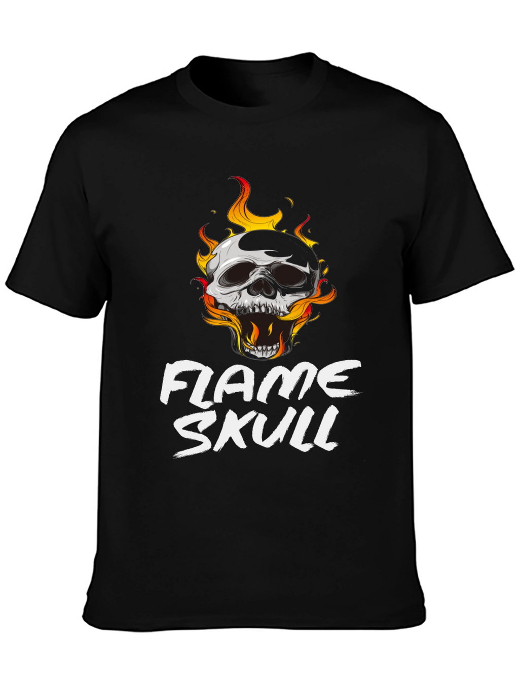 Flame Skull Graphic Black T-Shirt