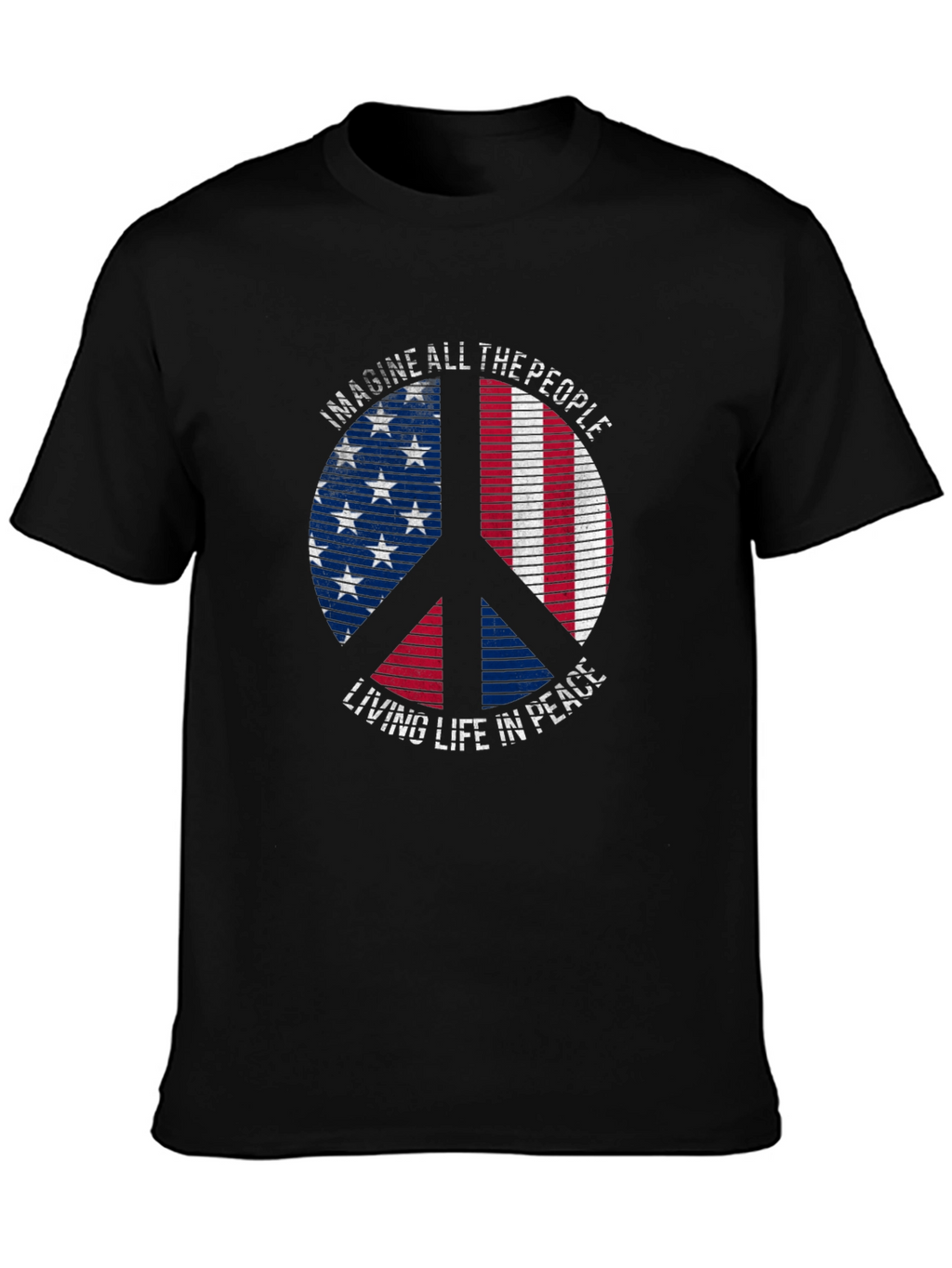 Peace Sign American Flag Graphic Tee - Imagine Peace