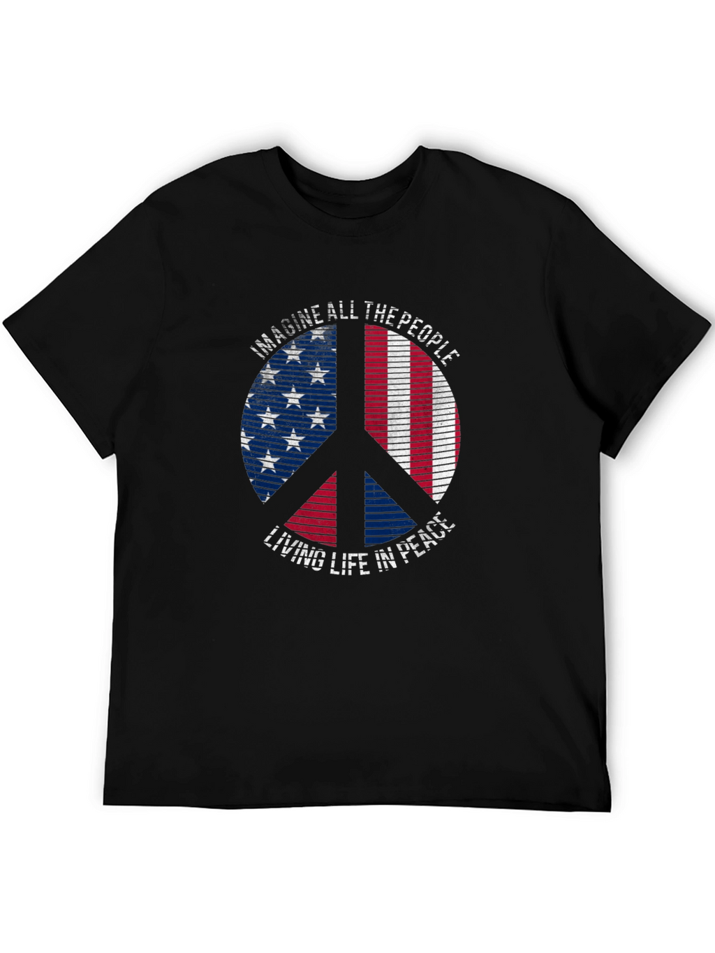 Peace Sign American Flag Graphic Tee - Imagine Peace