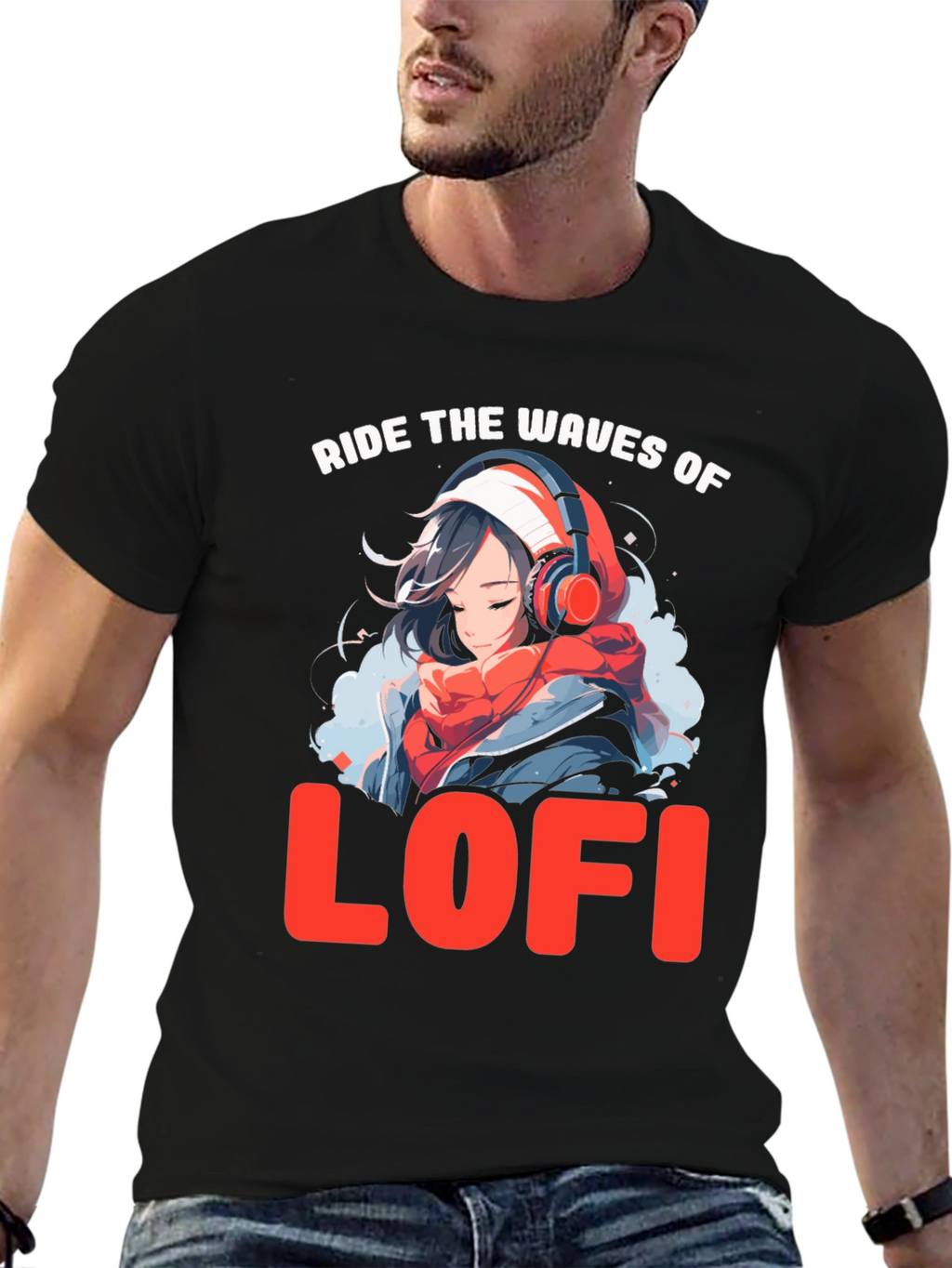 Ride the Waves of LoFi Black T-Shirt