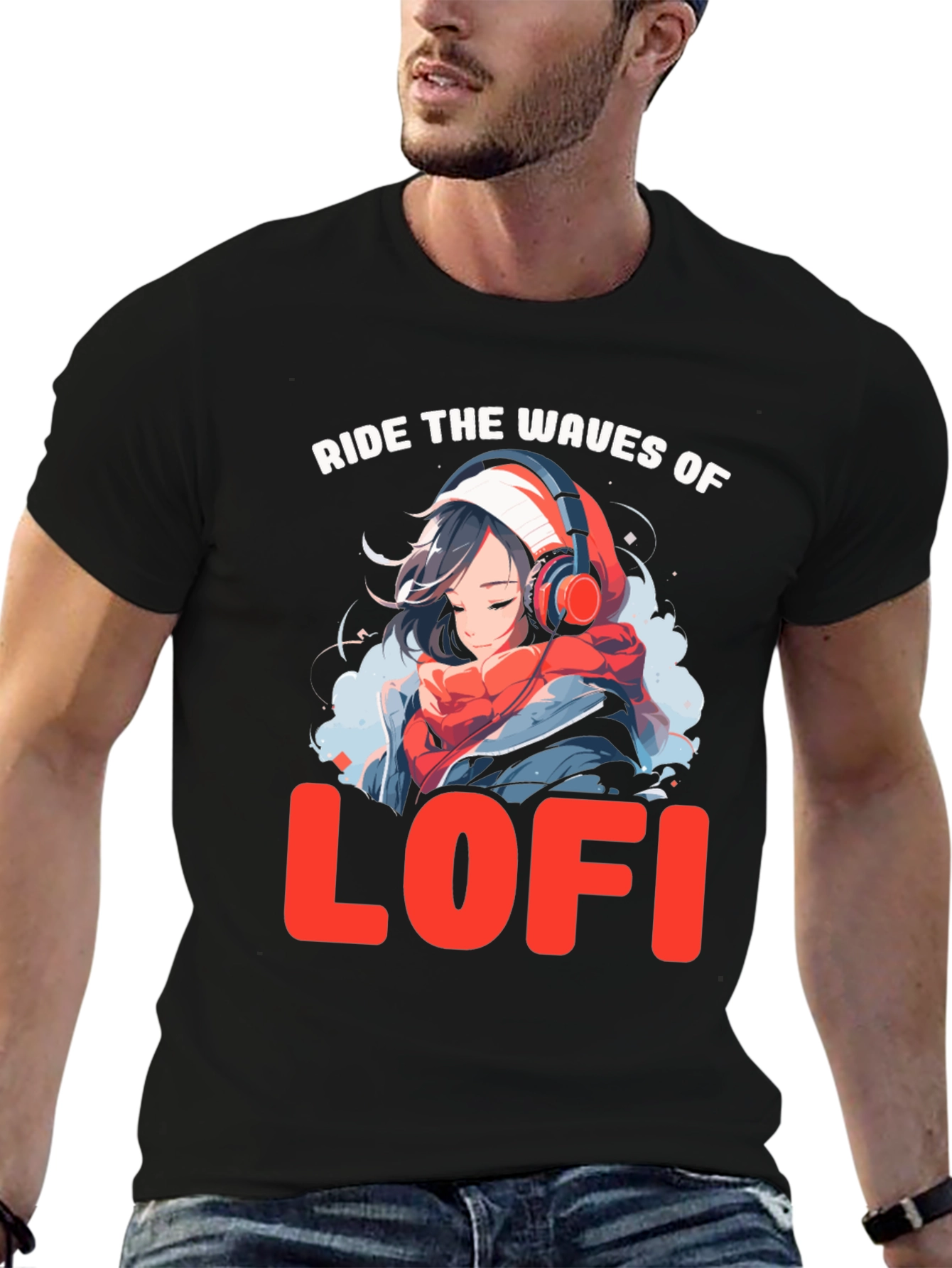 Ride the Waves of LoFi Black T-Shirt