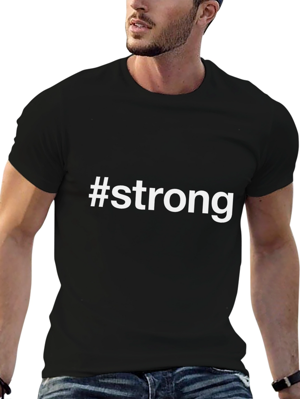 #Strong Black Graphic Tee - Motivational Shirt