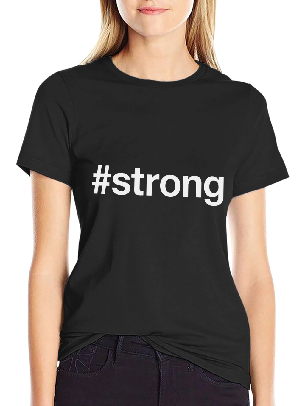 #Strong Black Graphic Tee - Motivational Shirt