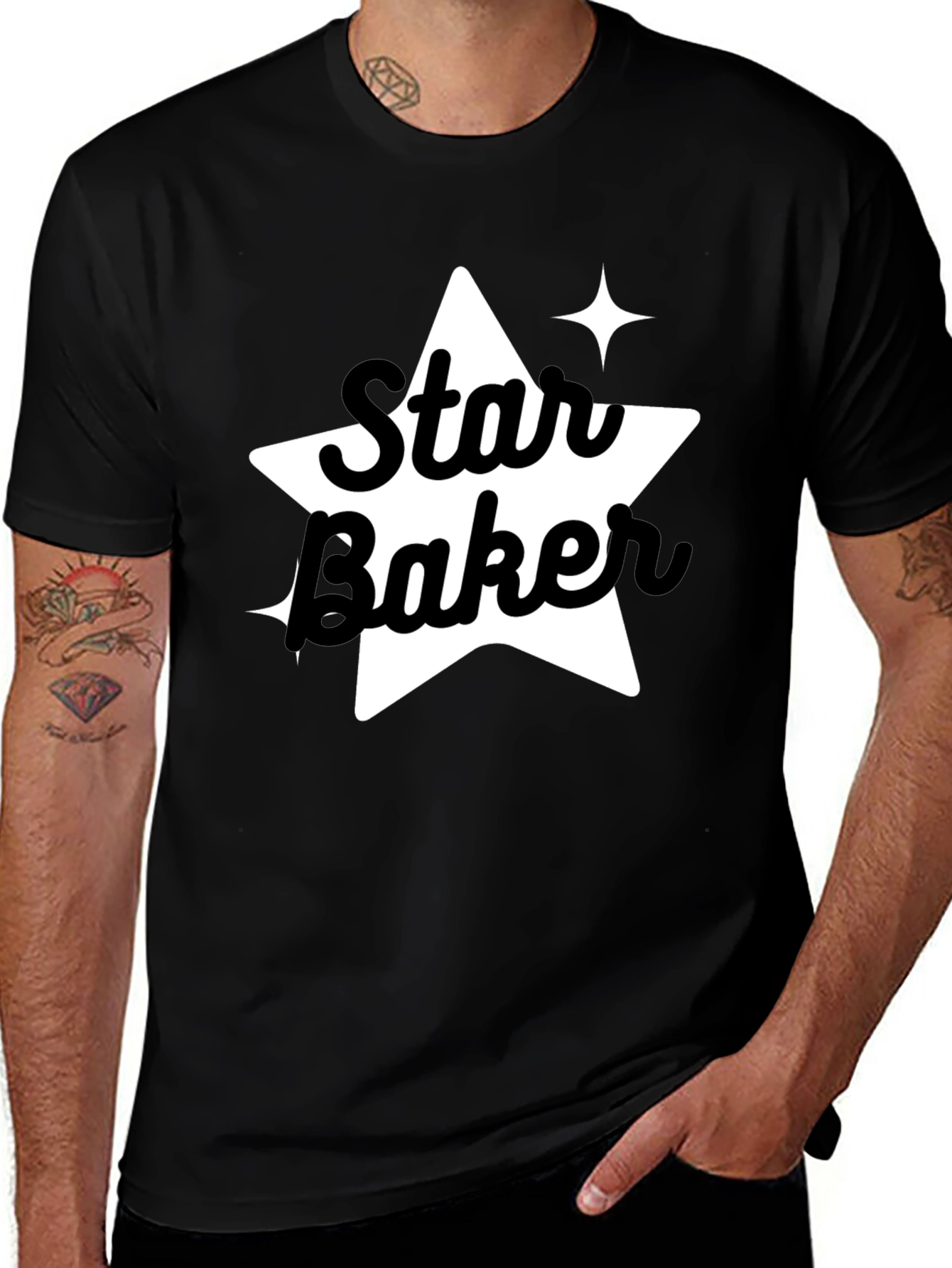 Star Baker Black Tee - Baking Enthusiast Apparel