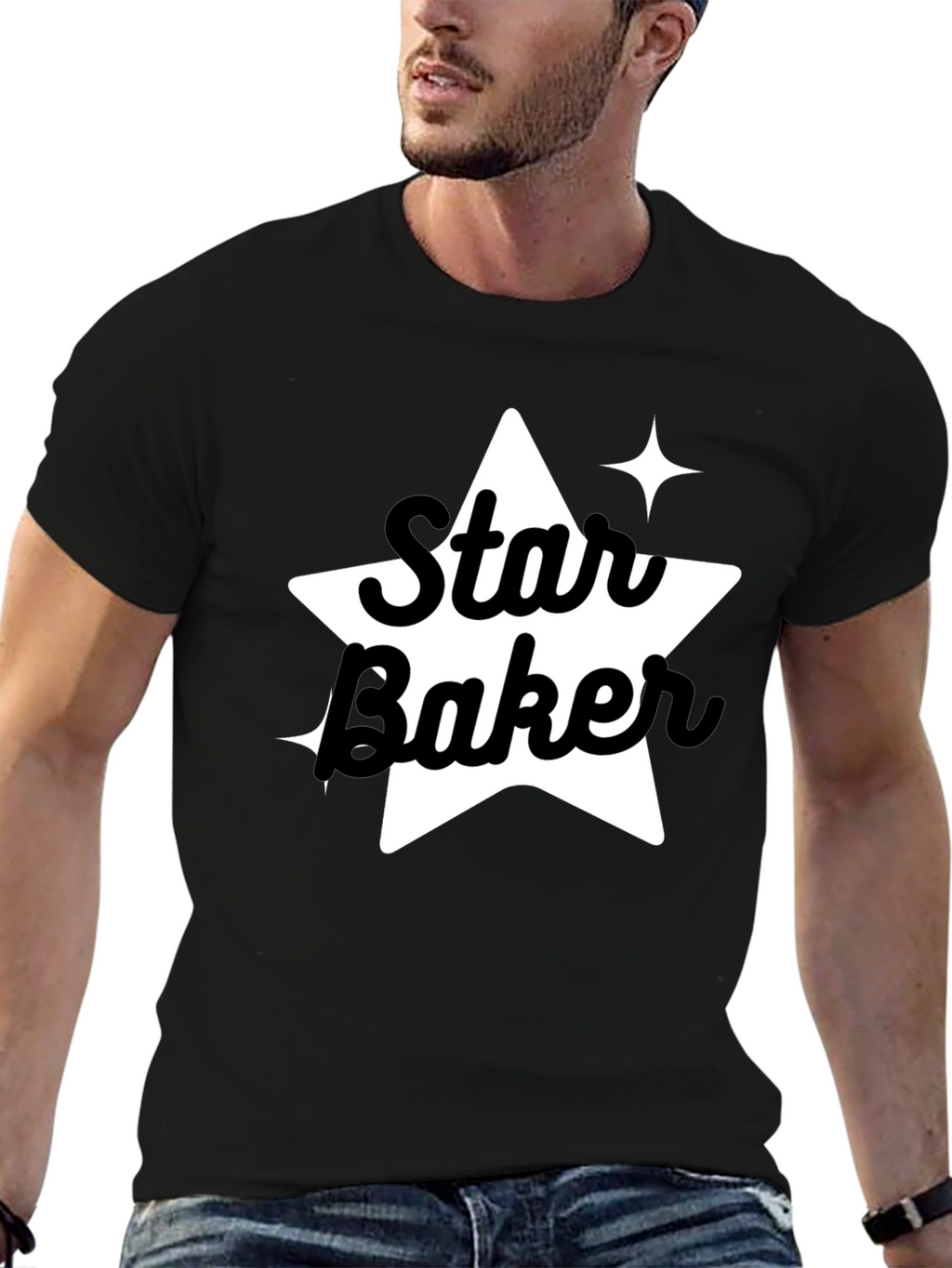 Star Baker Black Tee - Baking Enthusiast Apparel