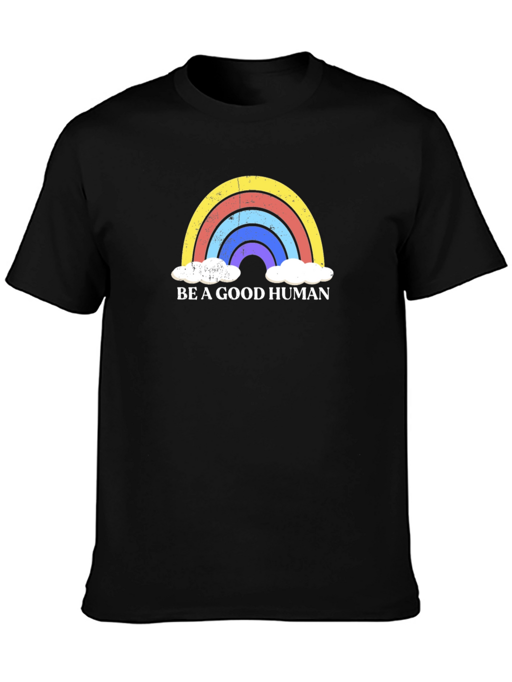 Be A Good Human Rainbow Graphic Tee - Black
