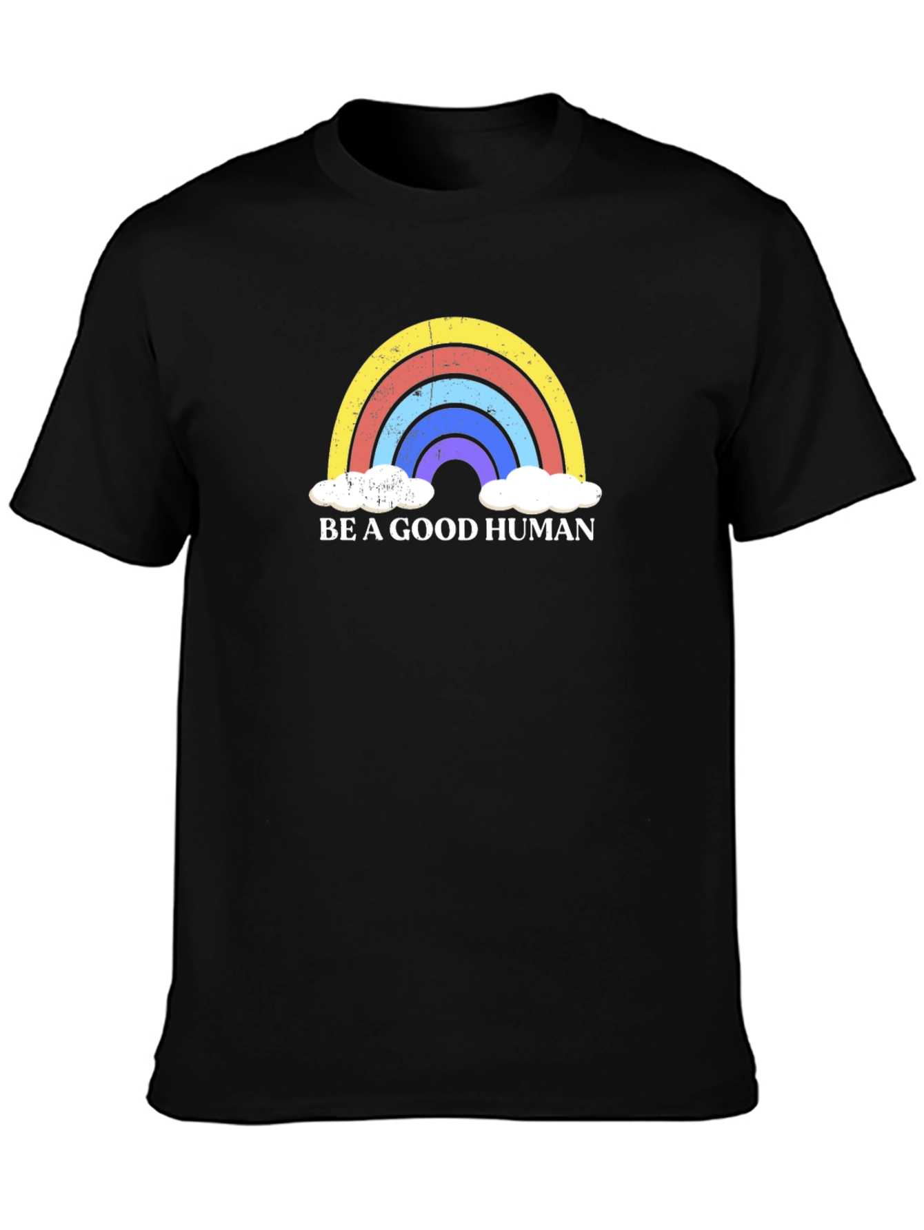 Be A Good Human Rainbow Graphic Tee - Black