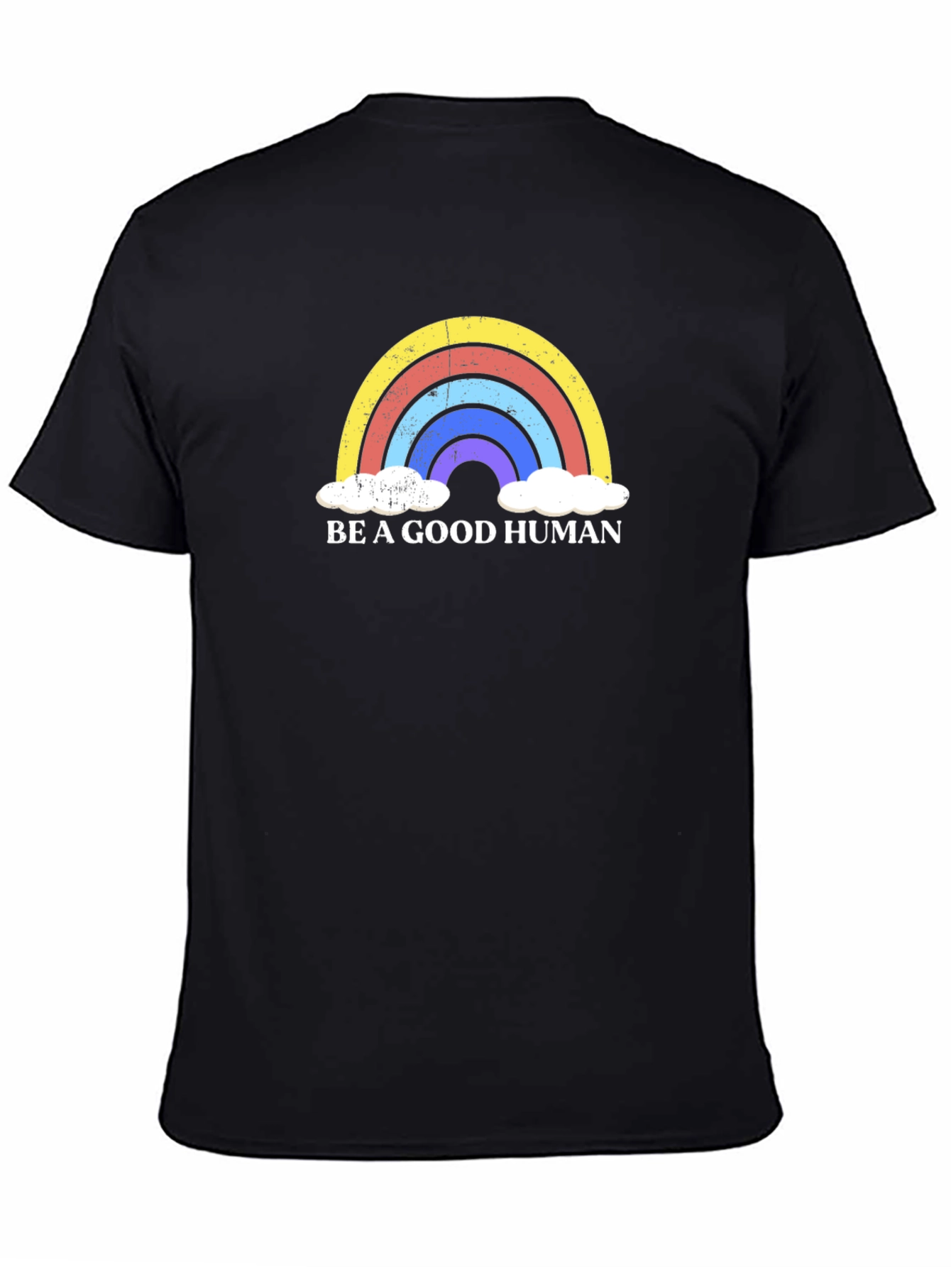Be A Good Human Rainbow Graphic Tee - Black