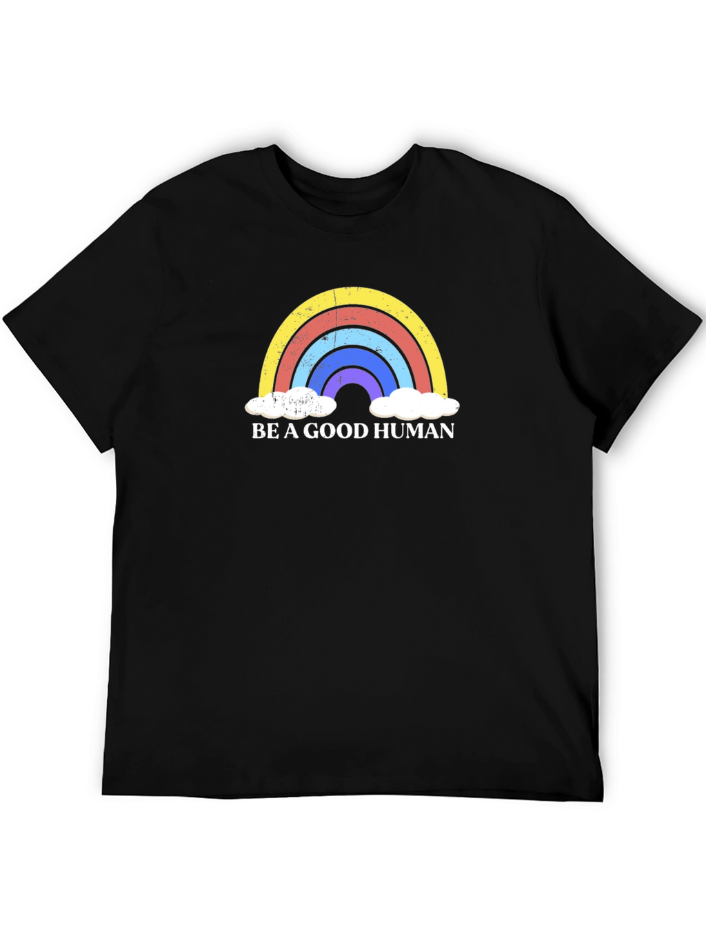 Be A Good Human Rainbow Graphic Tee - Black