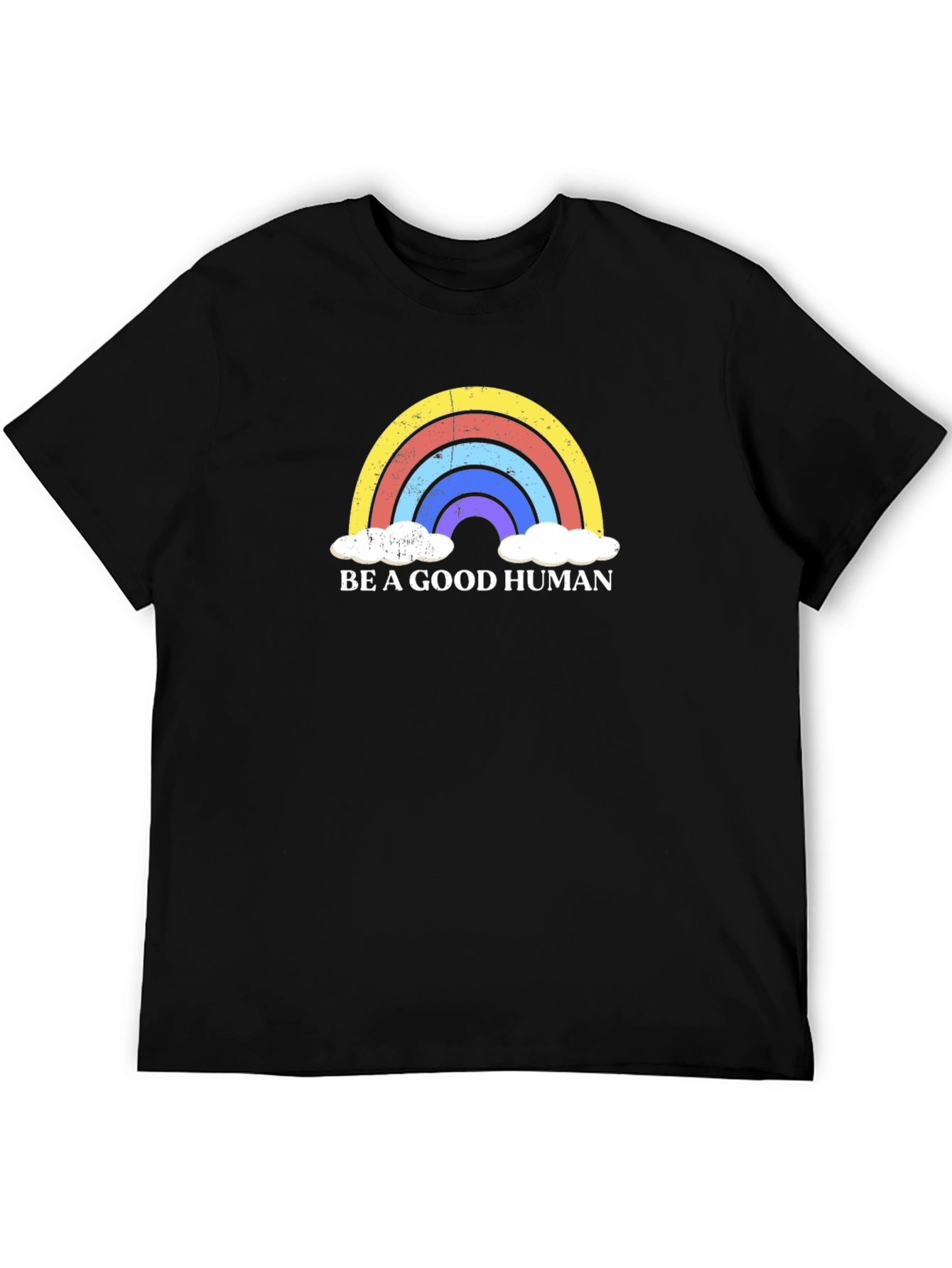 Be A Good Human Rainbow Graphic Tee - Black