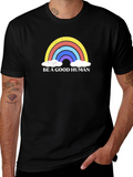 Be A Good Human Rainbow Graphic Tee - Black