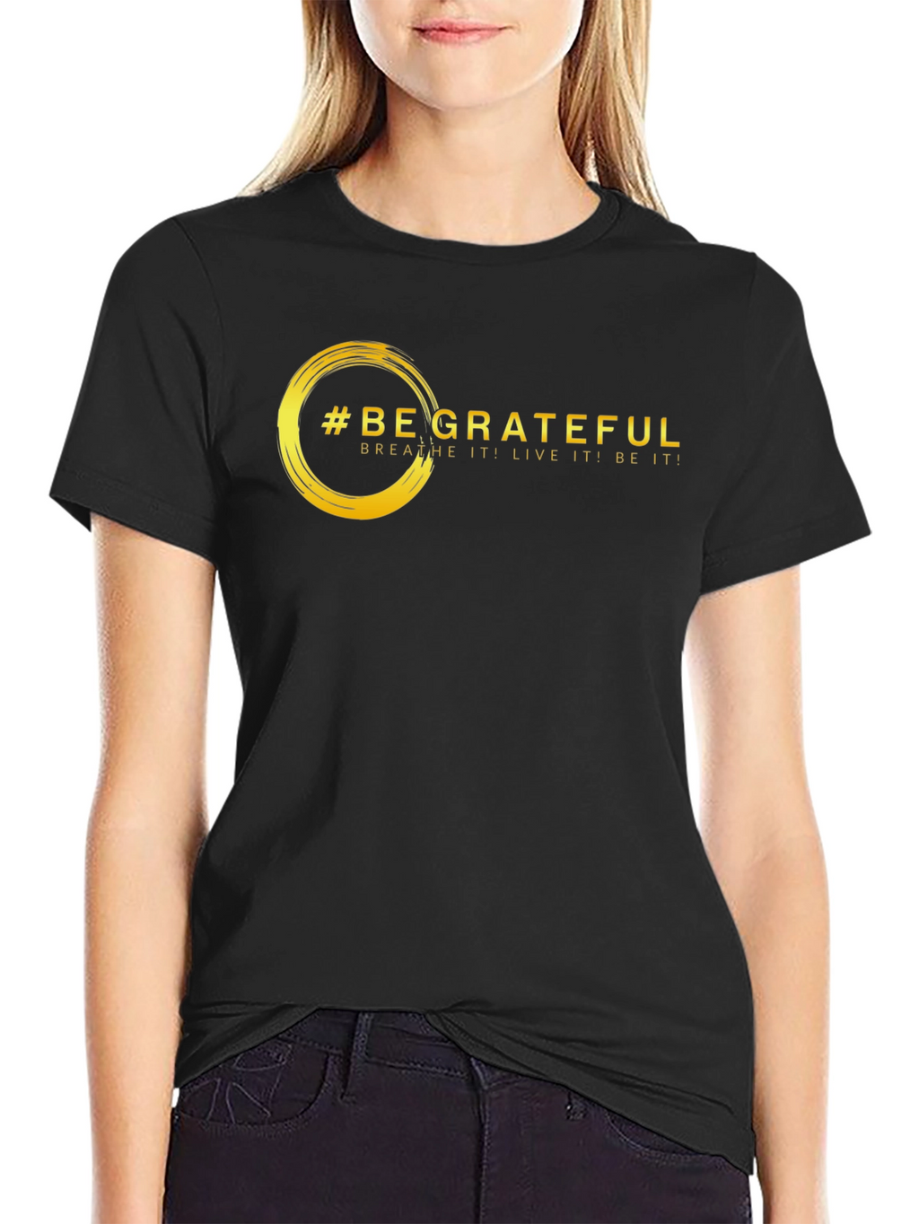Be Grateful Graphic Tee - Motivational Black T-Shirt