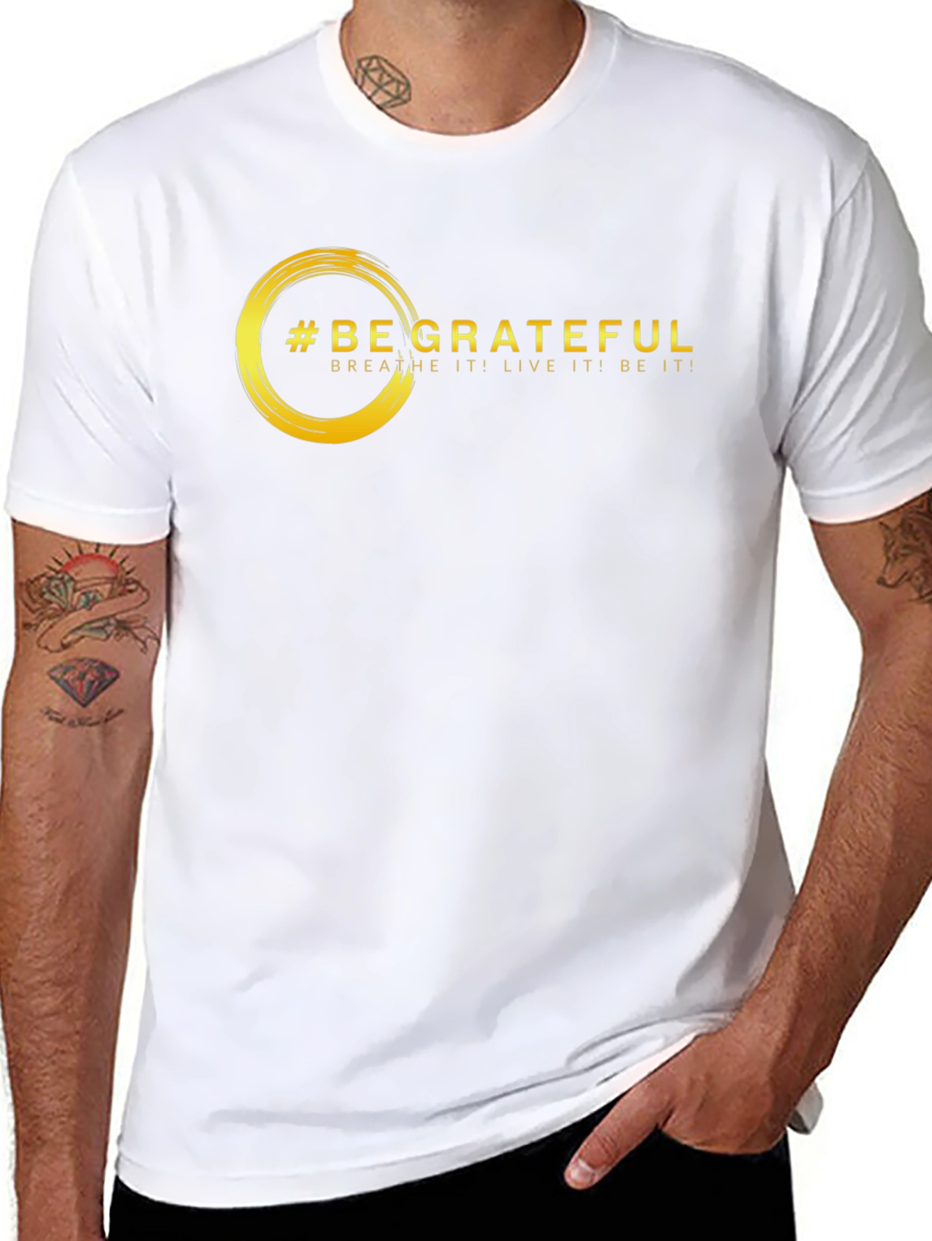 Be Grateful Graphic Tee - Motivational Black T-Shirt