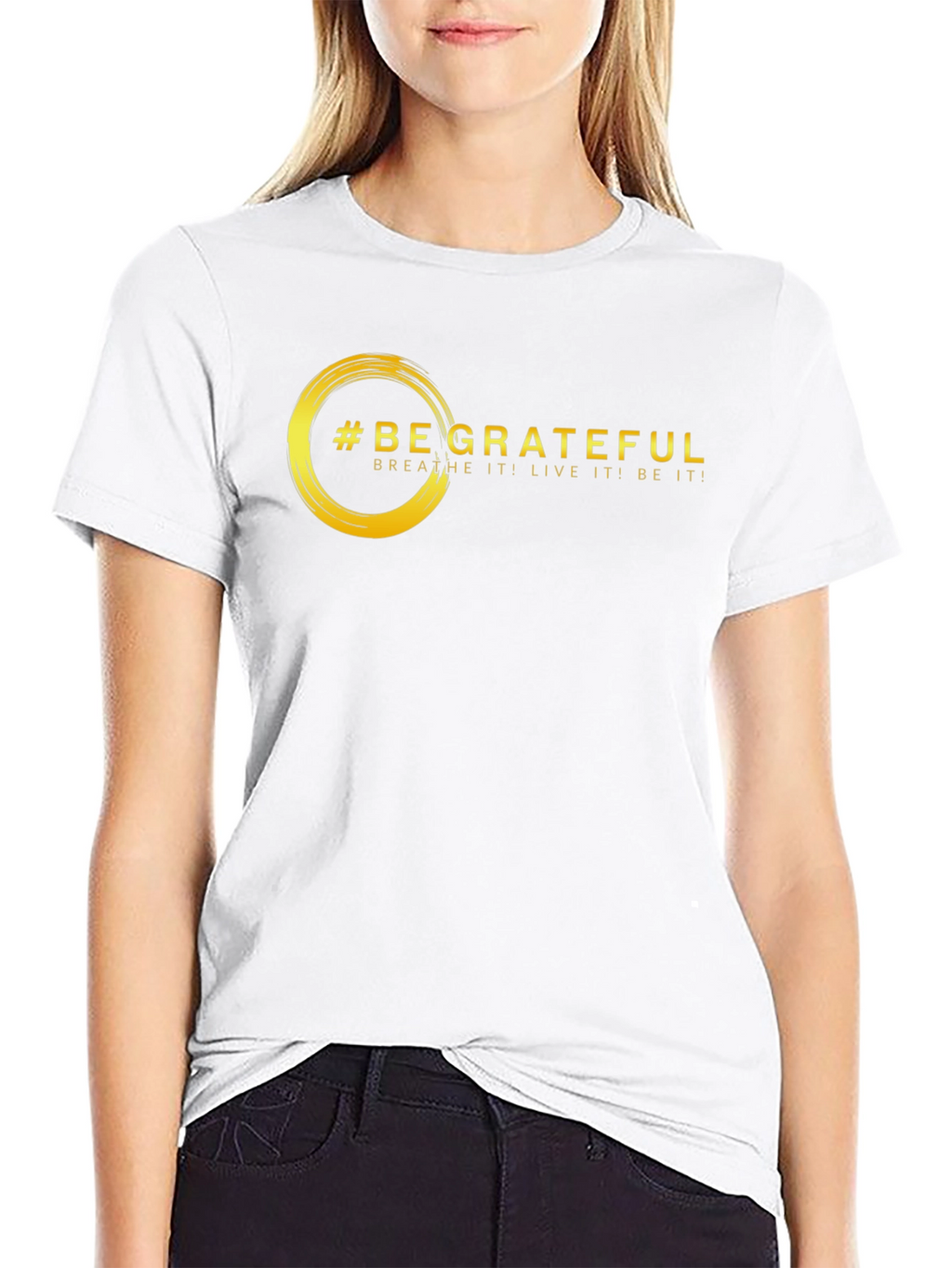 Be Grateful Graphic Tee - Motivational Black T-Shirt