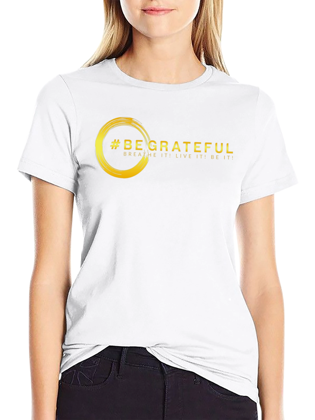 Be Grateful Graphic Tee - Motivational Black T-Shirt
