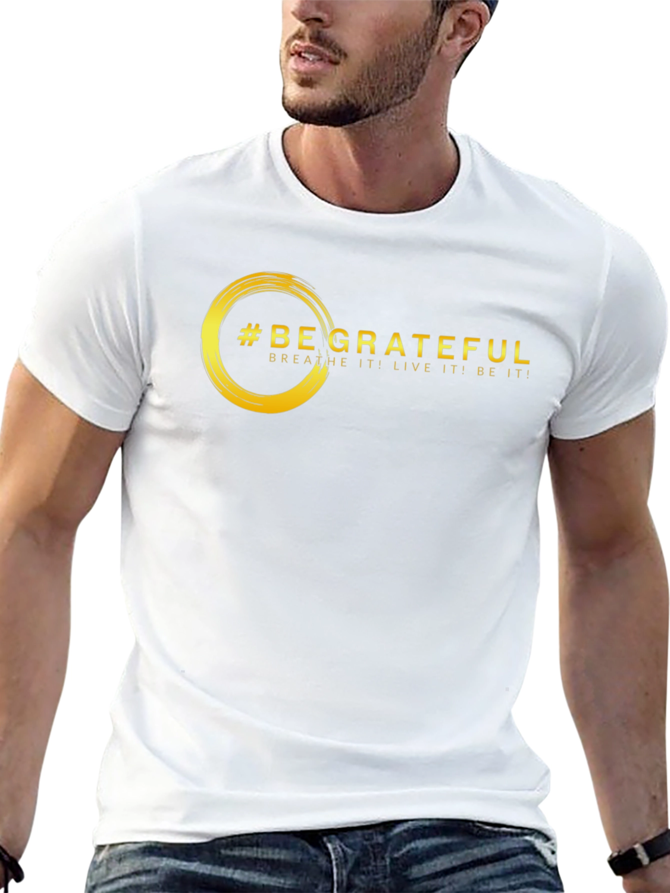 Be Grateful Graphic Tee - Motivational Black T-Shirt