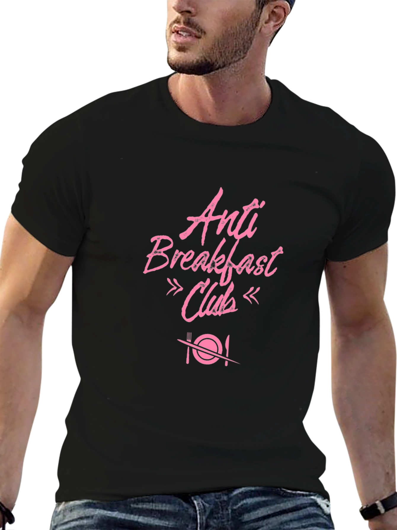 Anti Breakfast Club Graphic T-Shirt - Black Cotton Tee
